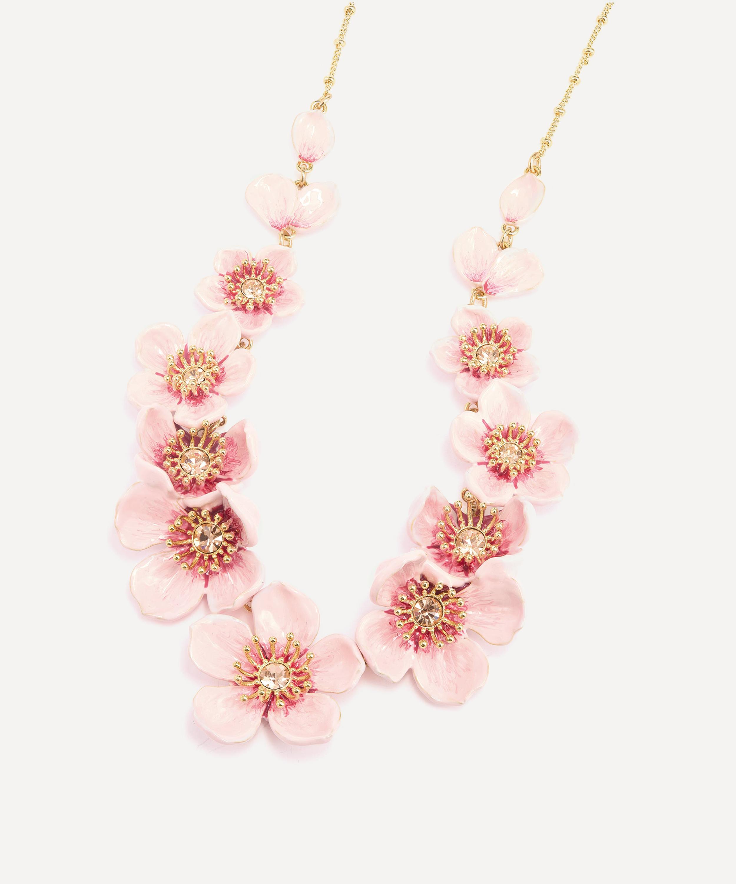 Les N&eacute;r&eacute;ides - Gold-Tone Pink Cherry Blossom Statement Necklace image number 2
