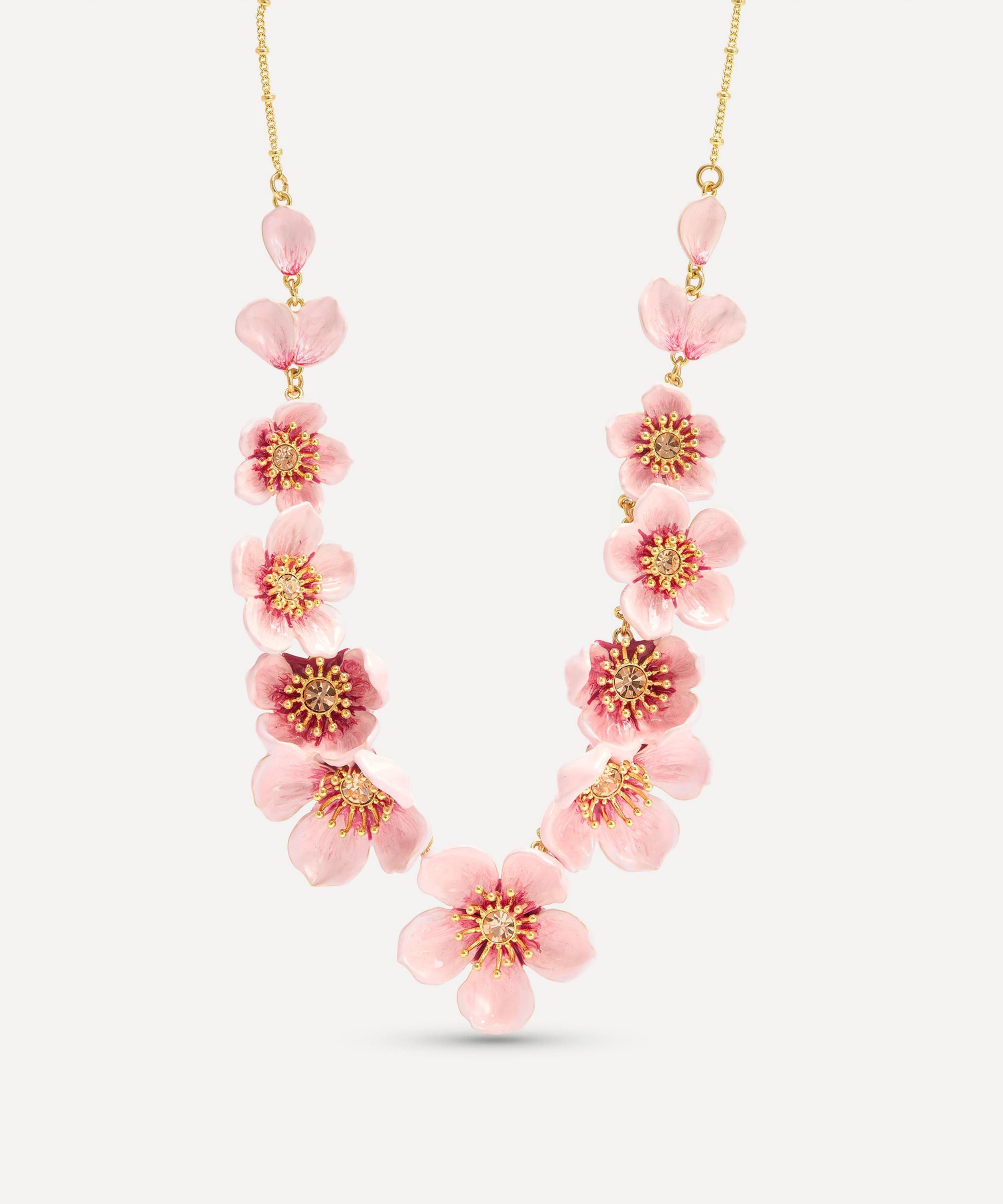 Les N&eacute;r&eacute;ides - Gold-Tone Pink Cherry Blossom Statement Necklace image number 3