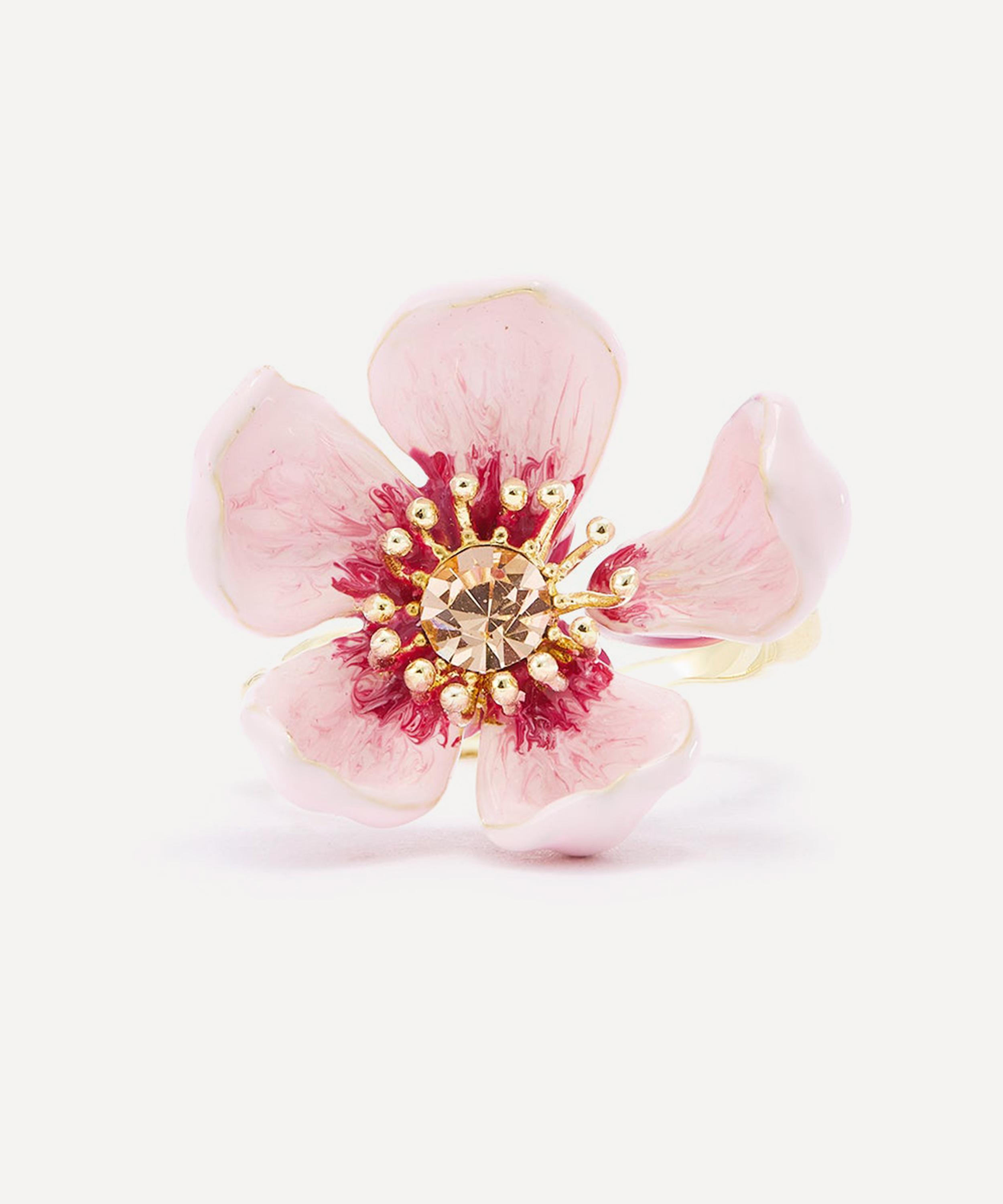 Les N&eacute;r&eacute;ides - Gold-Tone Pink Cherry Blossom Ring image number 0