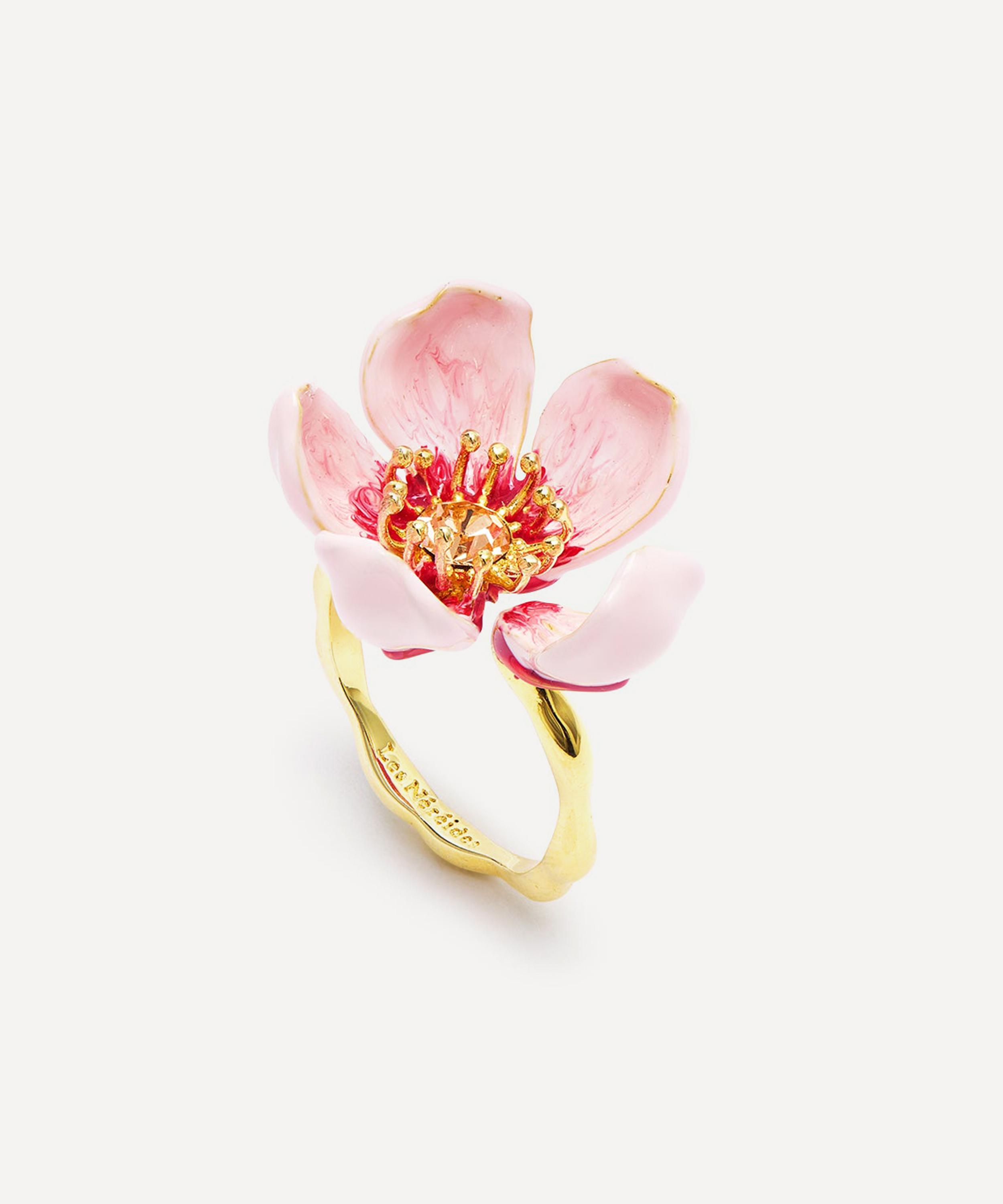 Les N&eacute;r&eacute;ides - Gold-Tone Pink Cherry Blossom Ring image number 2