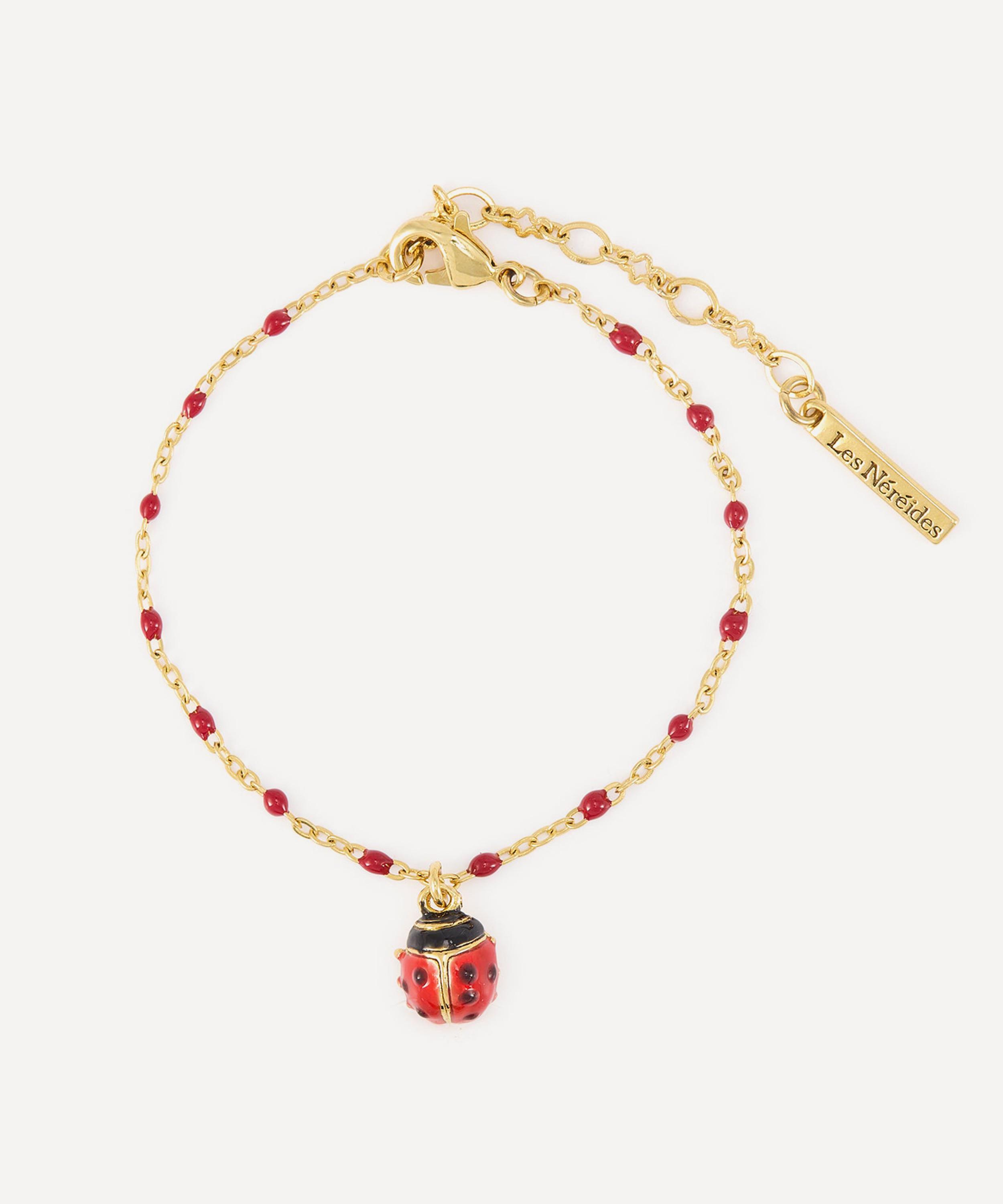 Les N&eacute;r&eacute;ides - Gold-Tone Red and Black Ladybird Fine Bracelet image number 0
