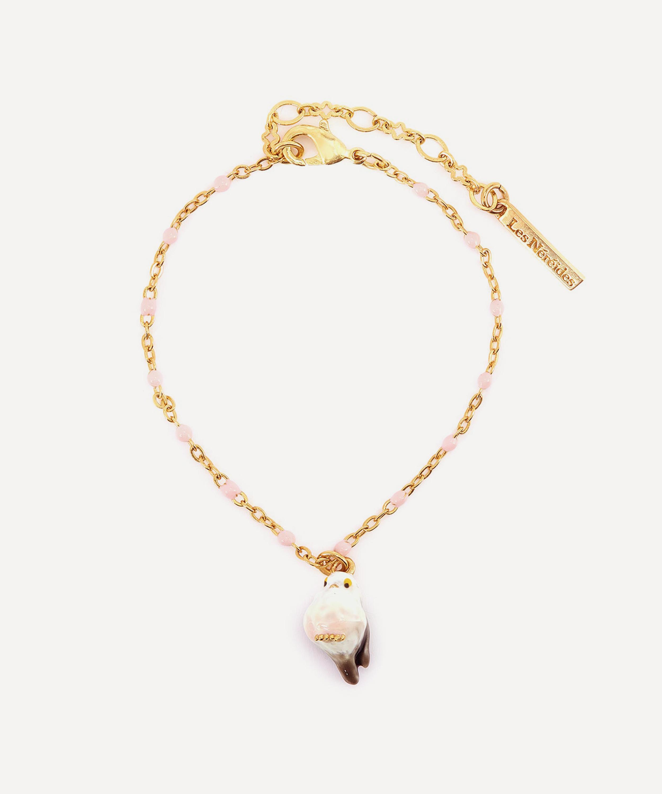 Les N&eacute;r&eacute;ides - Gold-Tone White Long-Tailed Tit Fine Bracelet image number 0