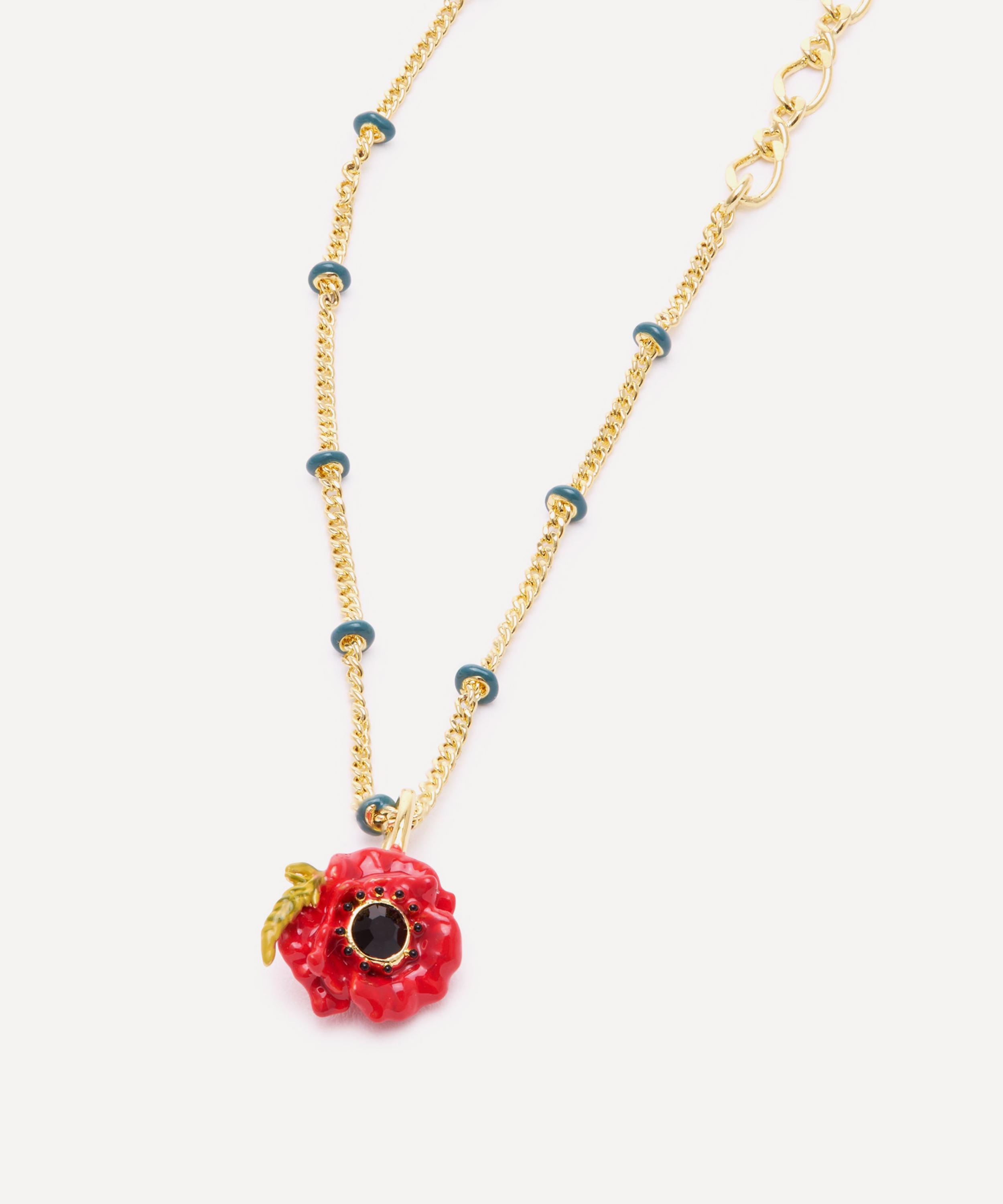 Les N&eacute;r&eacute;ides - Gold-Tone Poppy with Black Crystal Bracelet image number 2