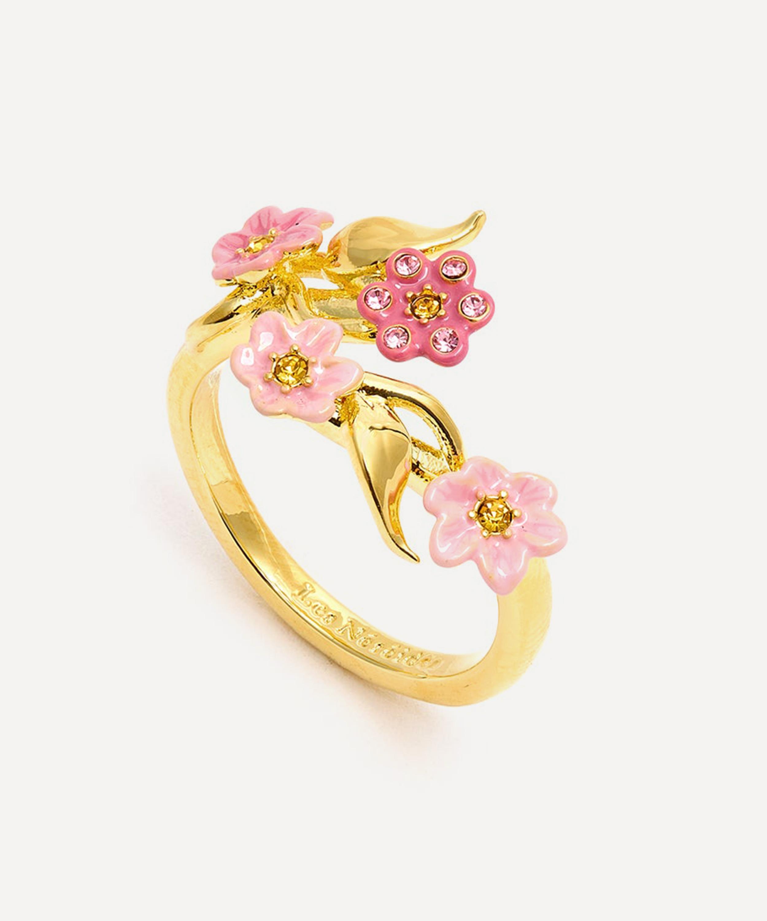 Les Néréides Gold-Tone Pink Jasmine Flower Adjustable Ring | Liberty