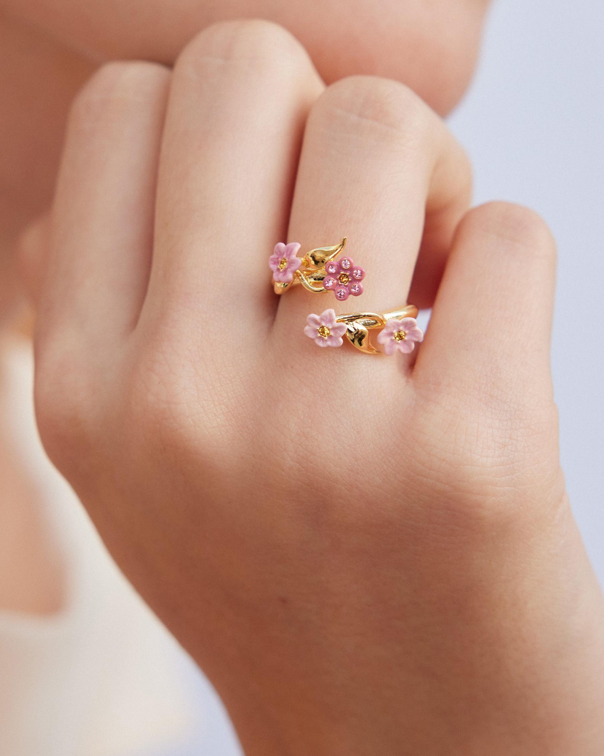 Les Néréides Gold-Tone Pink Jasmine Flower Adjustable Ring | Liberty