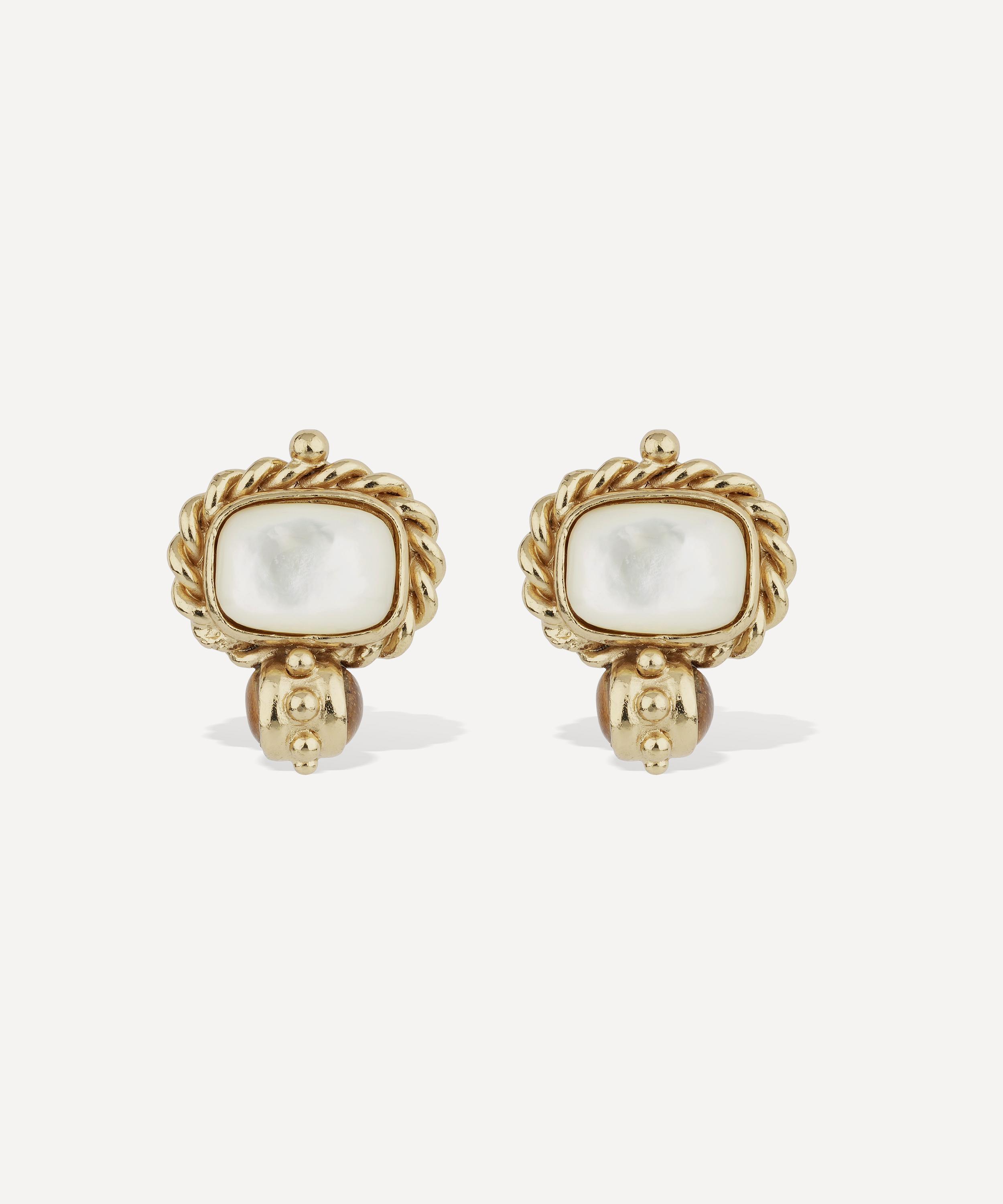 Gas Bijoux - Gold-Plated Amarante Mother of Pearl Drop Earrings image number 0