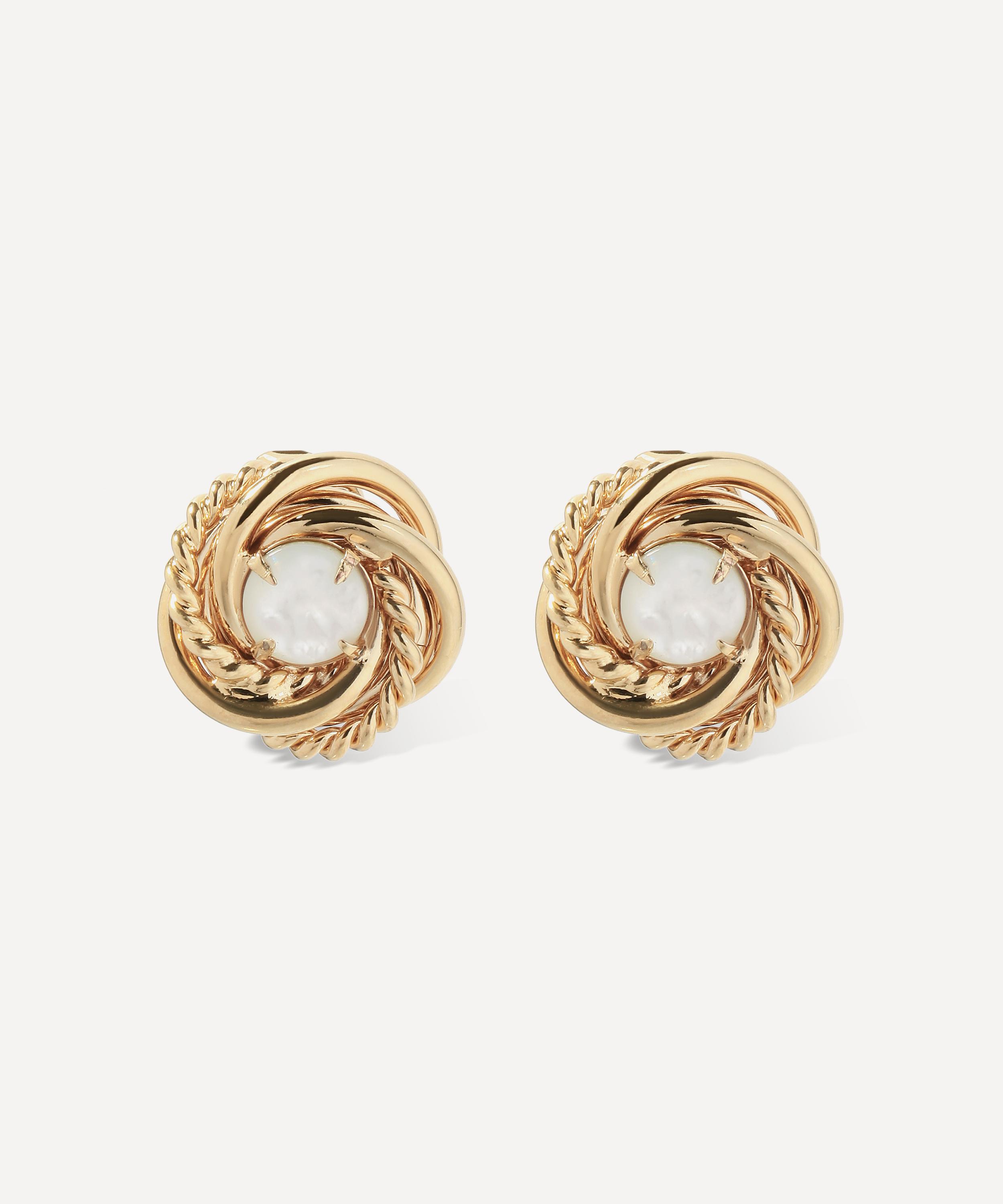 Gas Bijoux - Gold-Plated Atika Mother of Pearl Stud Earrings image number 0