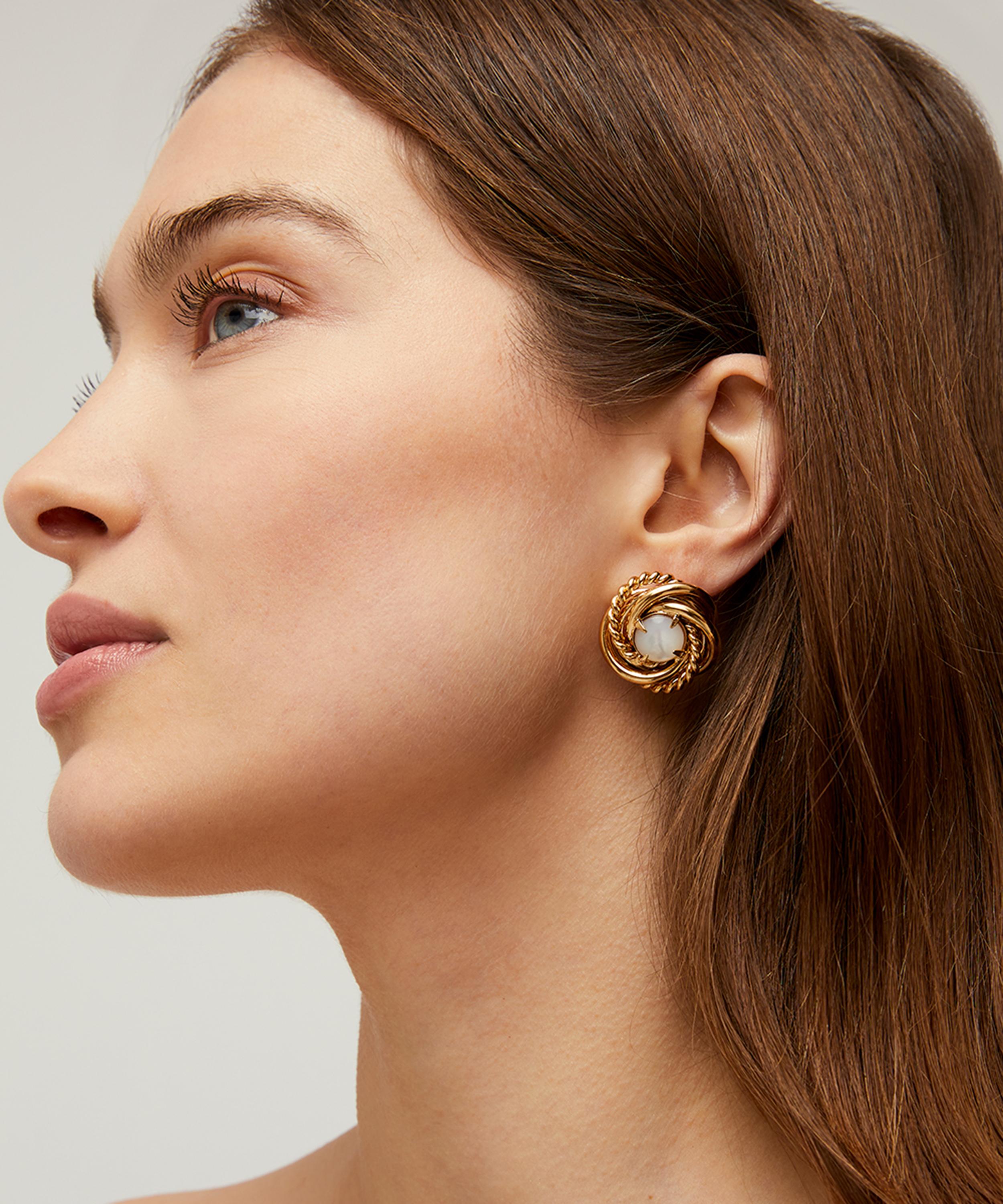 Gas Bijoux - Gold-Plated Atika Mother of Pearl Stud Earrings image number 1