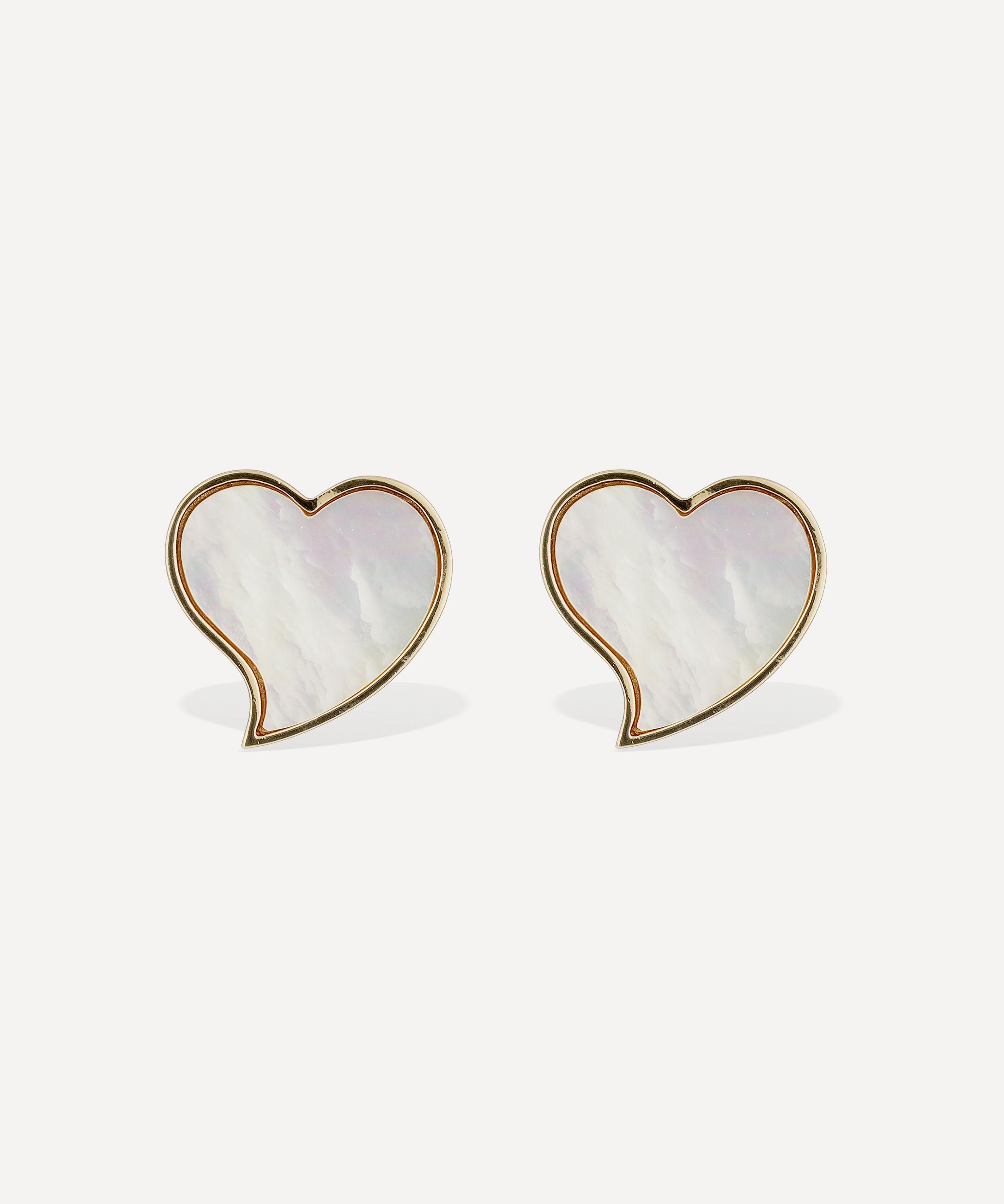 Gas Bijoux - Gold-Plated Mirage Mother of Pearl Heart Stud Earrings image number 0