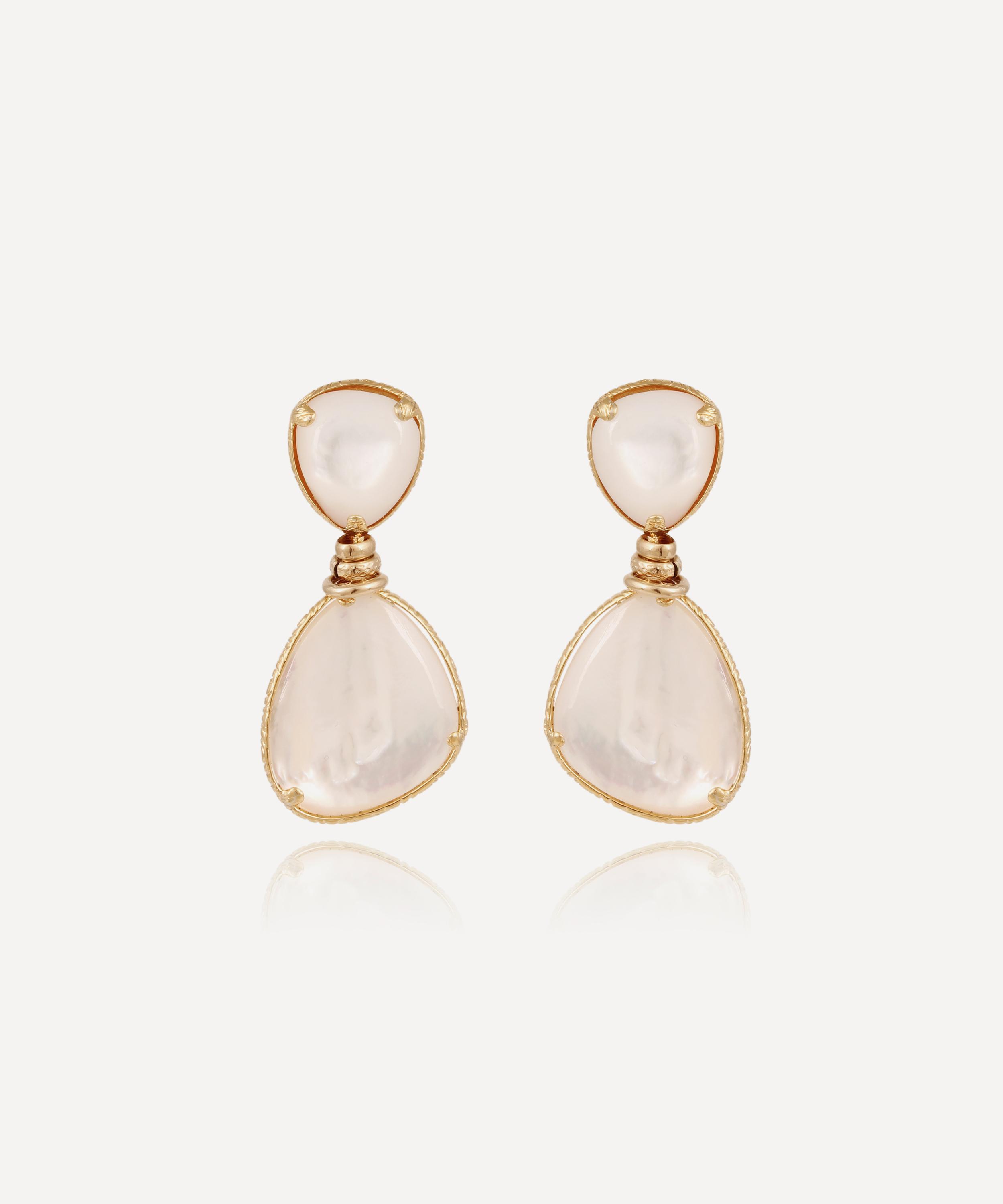 Gas Bijoux - Gold-Plated Silia Mother of Pearl Drop Earrings image number 0