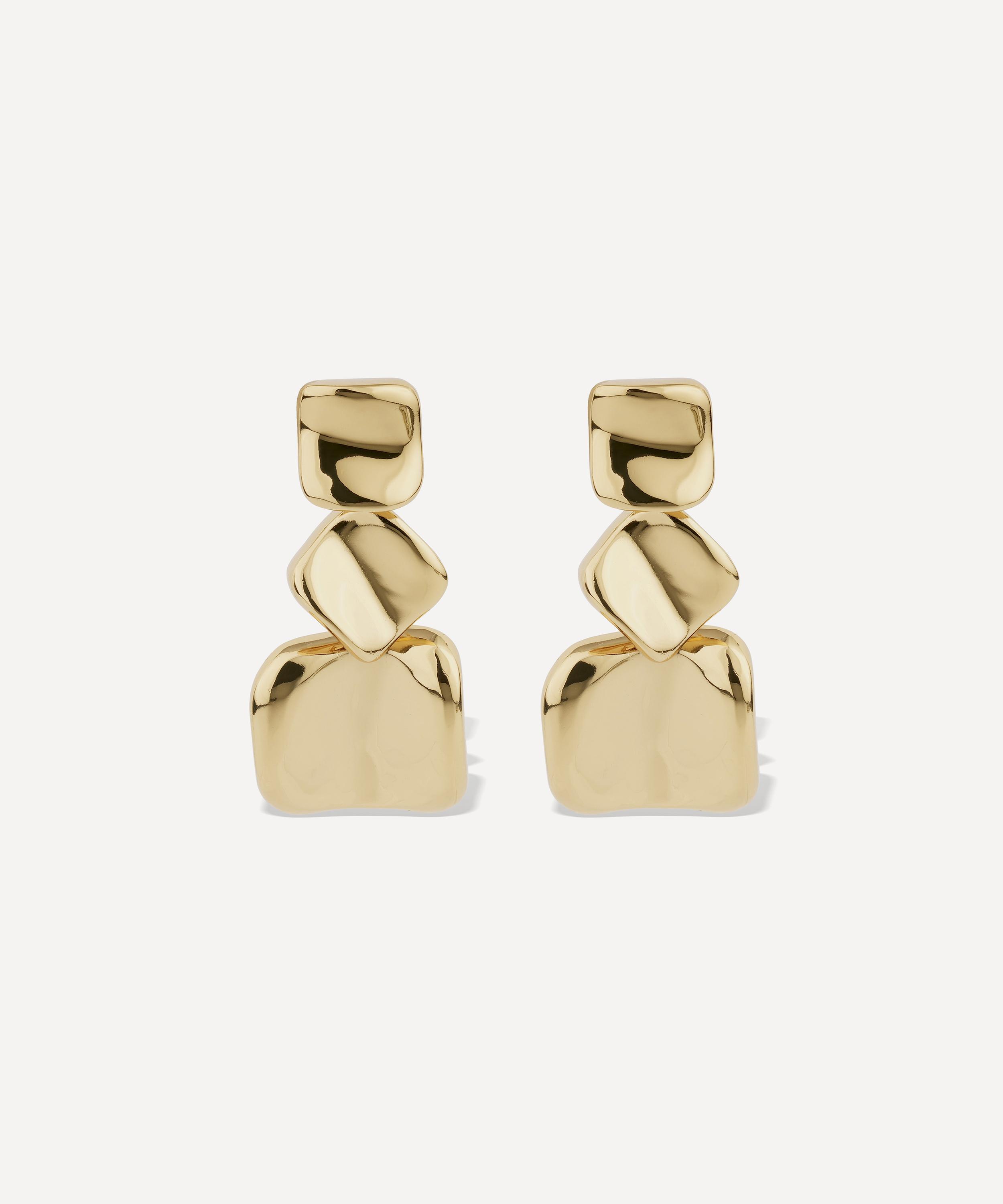 Gas Bijoux - Gold-Plated Large Square Drop Earrings image number 0