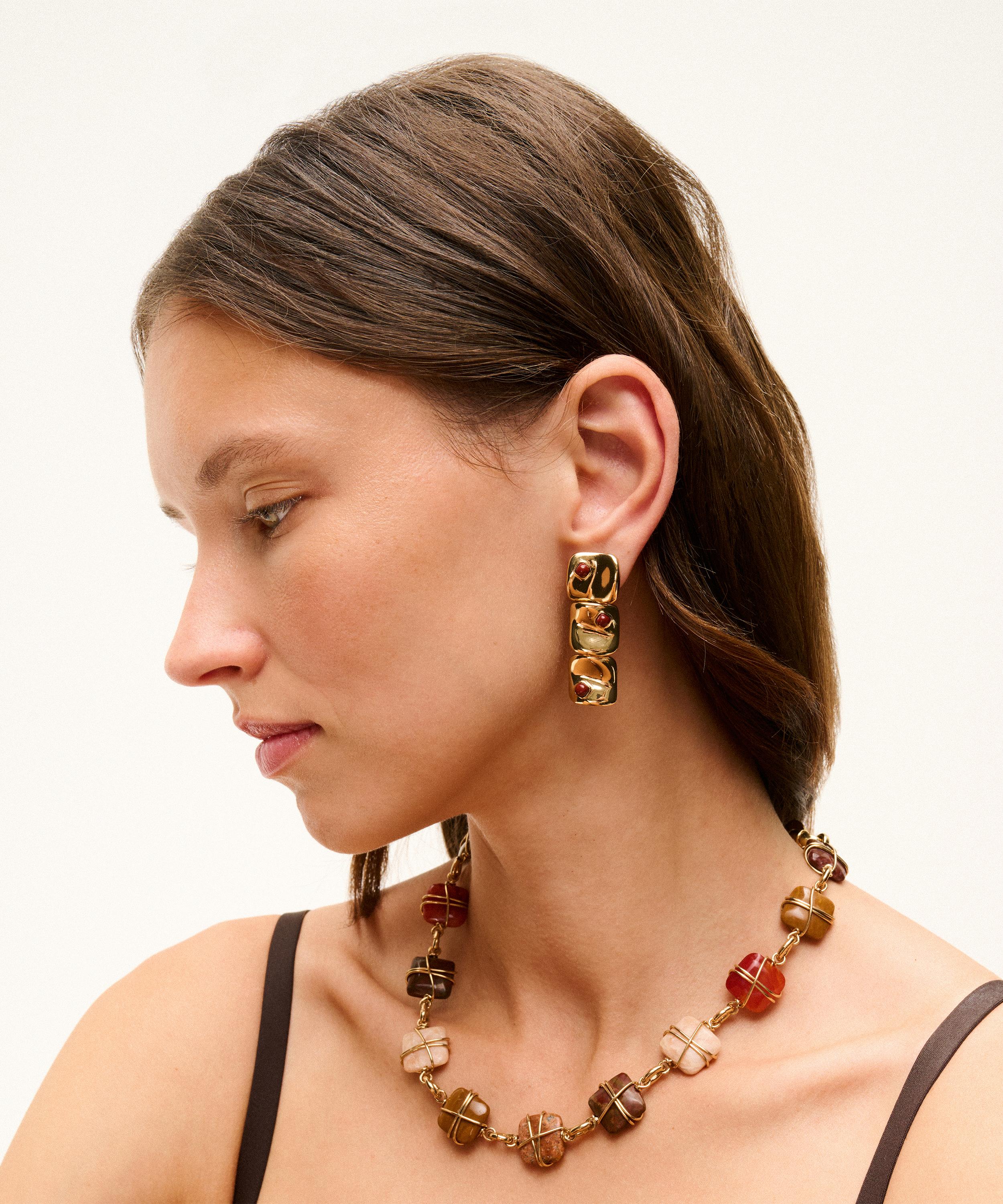 Gas Bijoux - Gold-Plated Large Square Drop Earrings image number 1