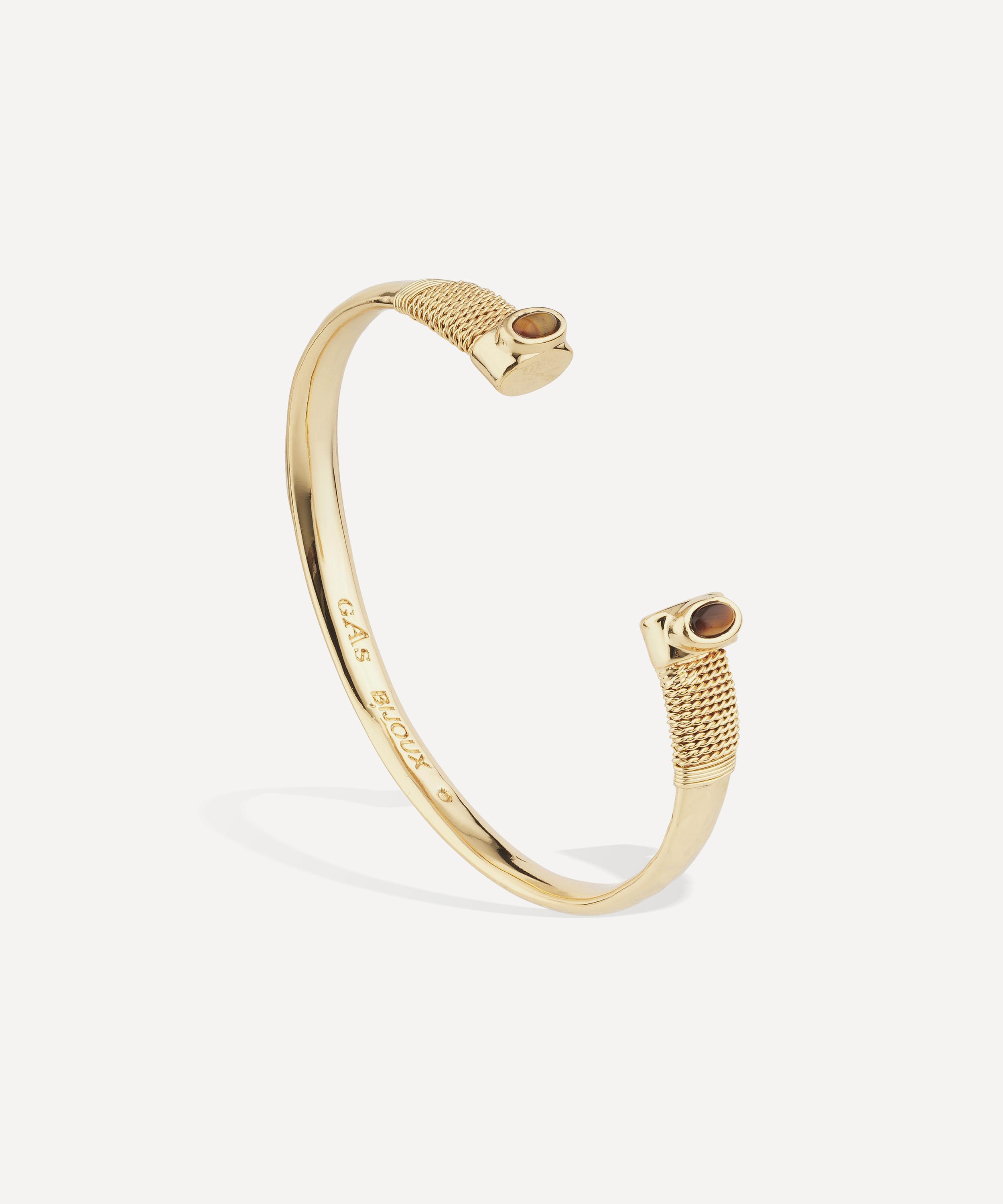 Gas Bijoux - Gold-Plated Sarina Tiger's Eye Bangle Bracelet image number 1