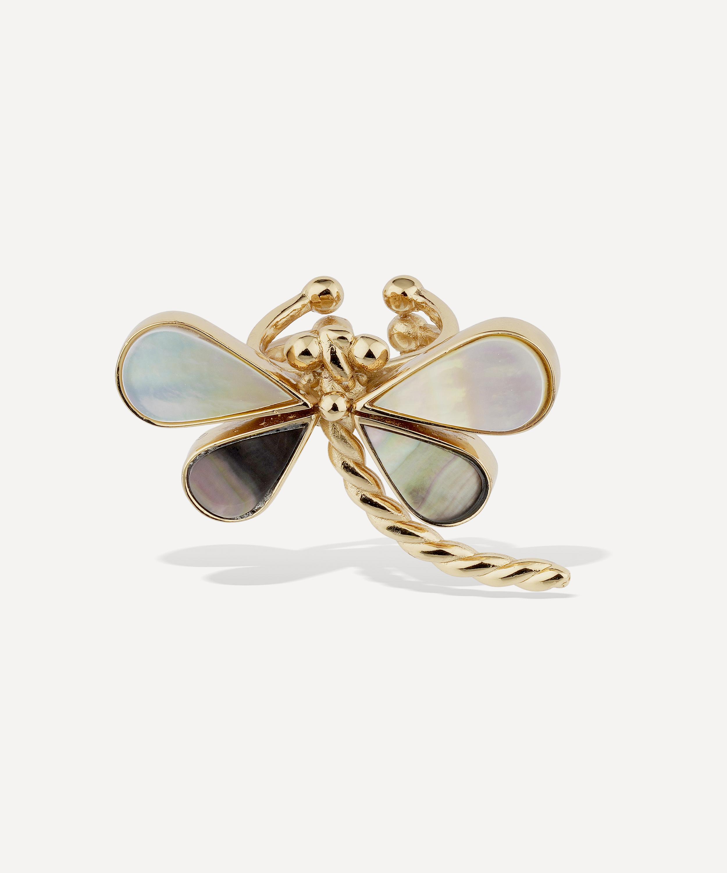 Gas Bijoux - Gold-Plated Mother of Pearl Dragonfly Ring image number 0