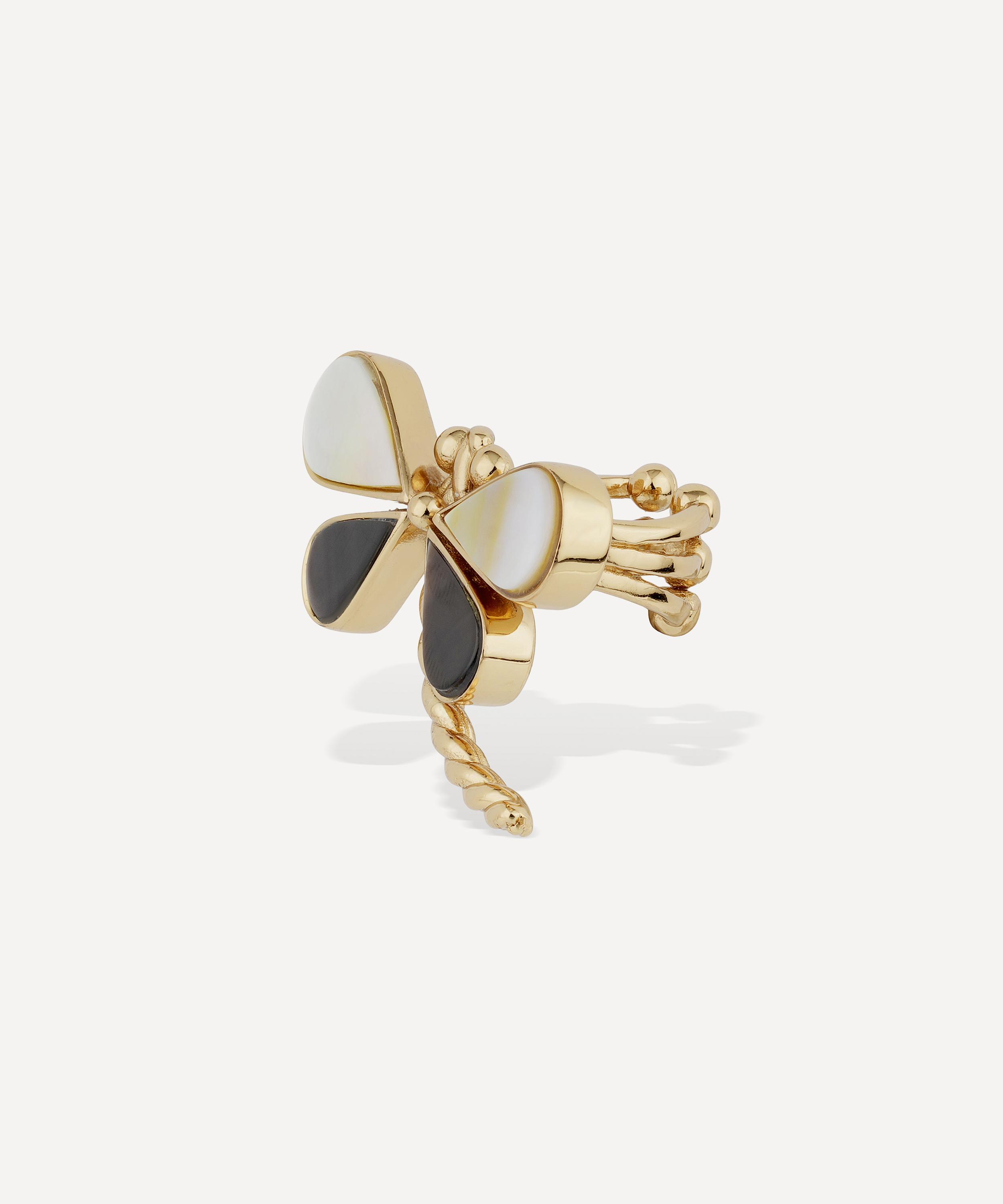Gas Bijoux - Gold-Plated Mother of Pearl Dragonfly Ring image number 3