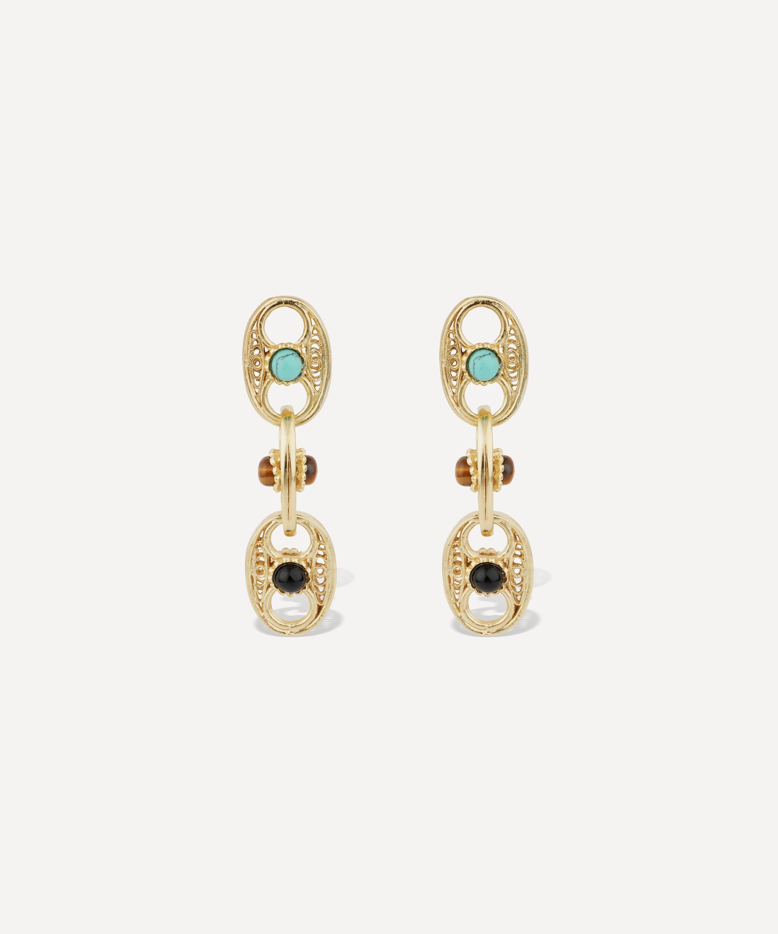 Gas Bijoux - Gold-Plated Carthage Turquoise Drop Earrings image number 0
