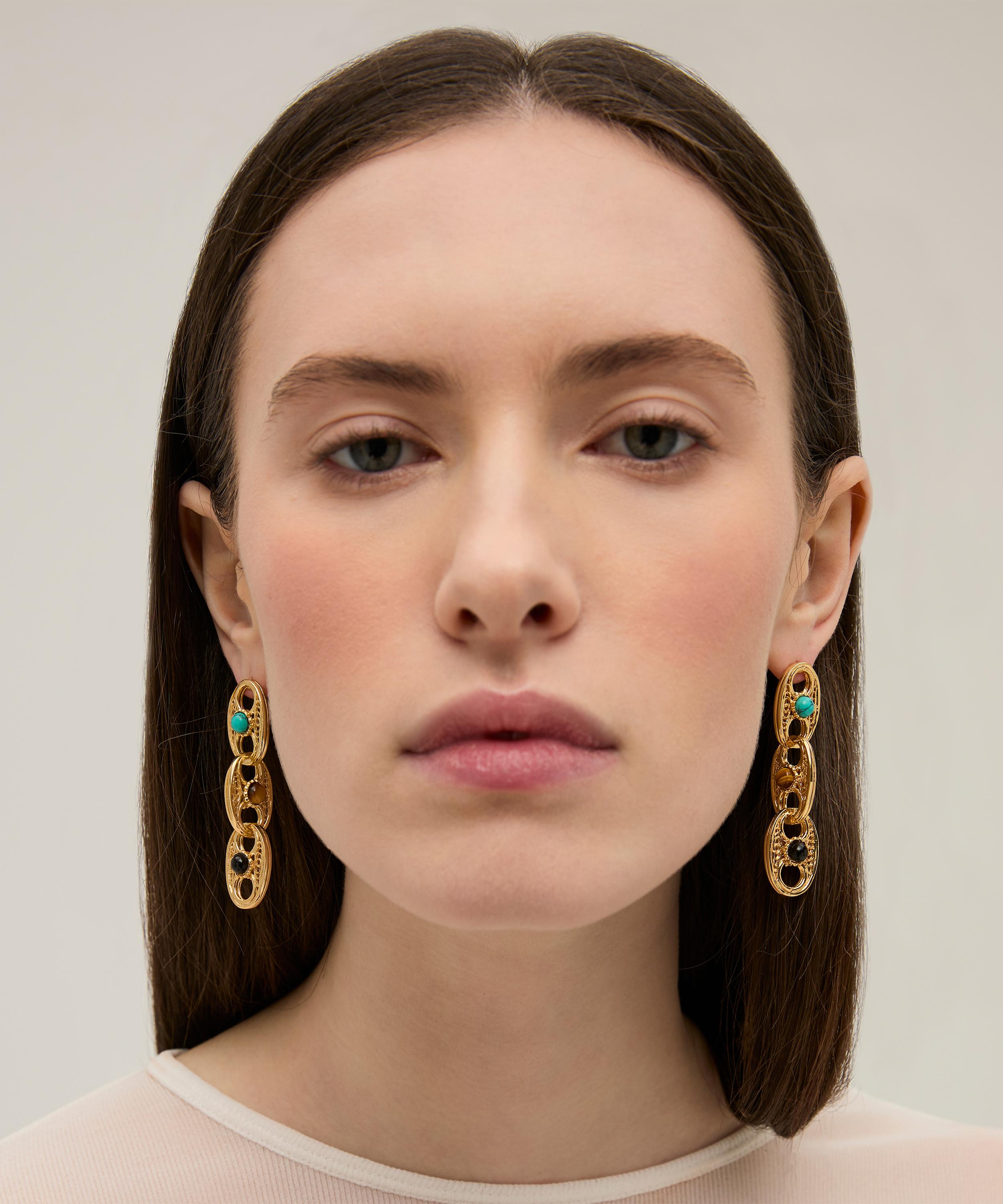 Gas Bijoux - Gold-Plated Carthage Turquoise Drop Earrings image number 1