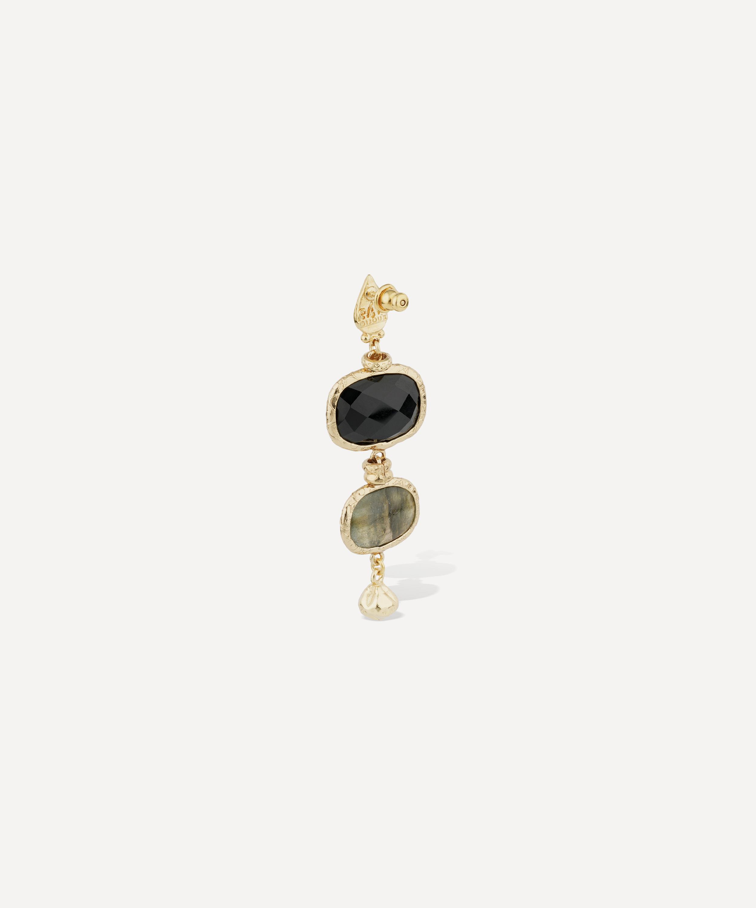 Gas Bijoux - Gold-Plated Small Sil&egrave;ne Onyx and Labradorite Drop Earrings image number 1