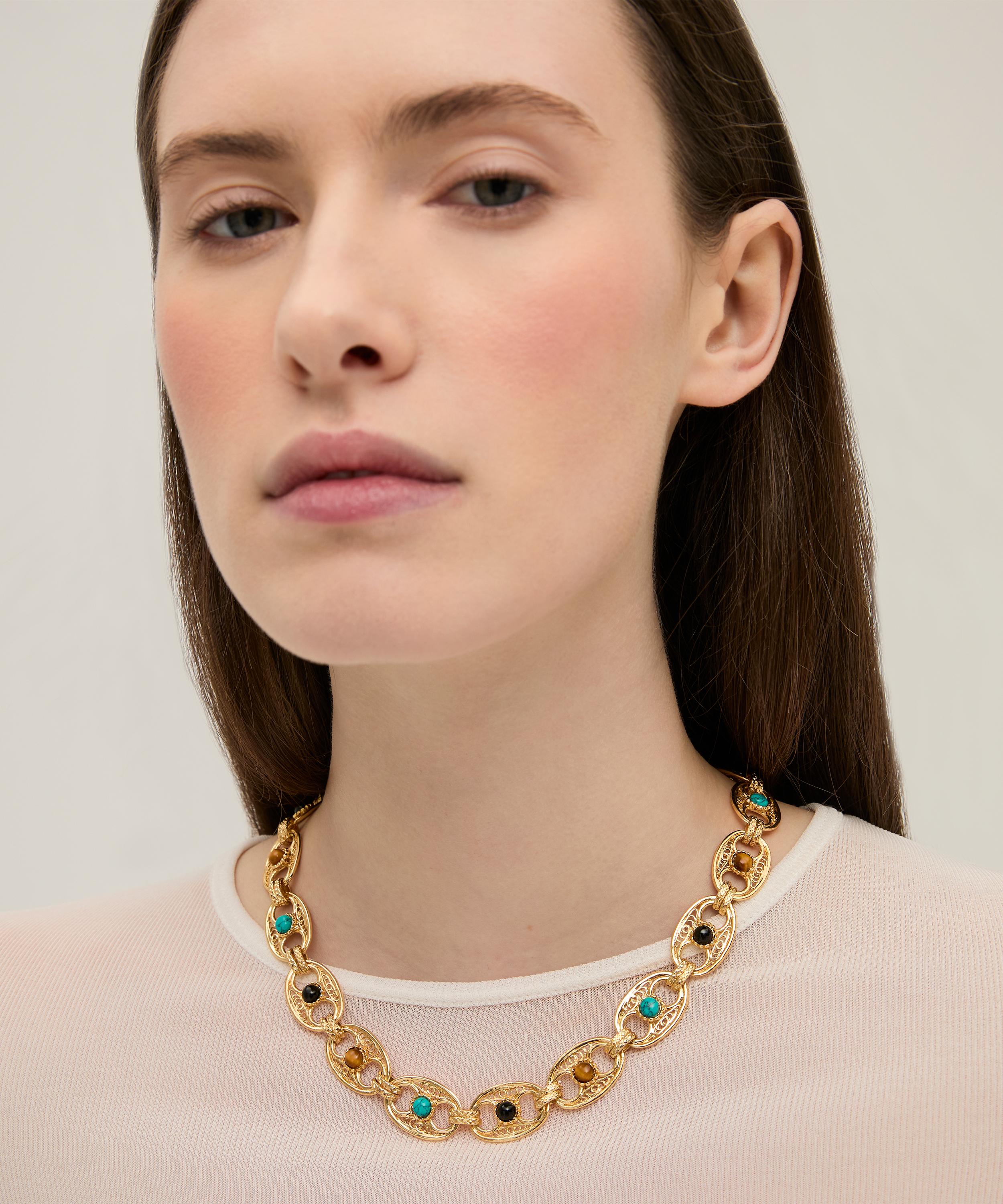 Gas Bijoux - Gold-Plated Carthage Turquoise Necklace image number 1