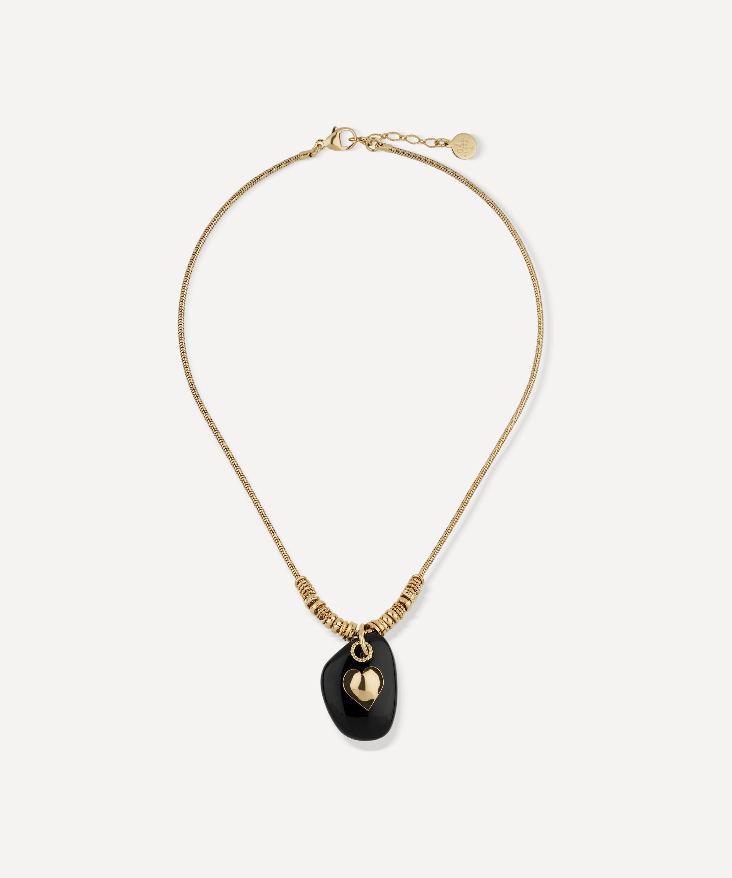 Gas Bijoux - Gold-Plated Galet Black Onyx Pendant Necklace image number 0