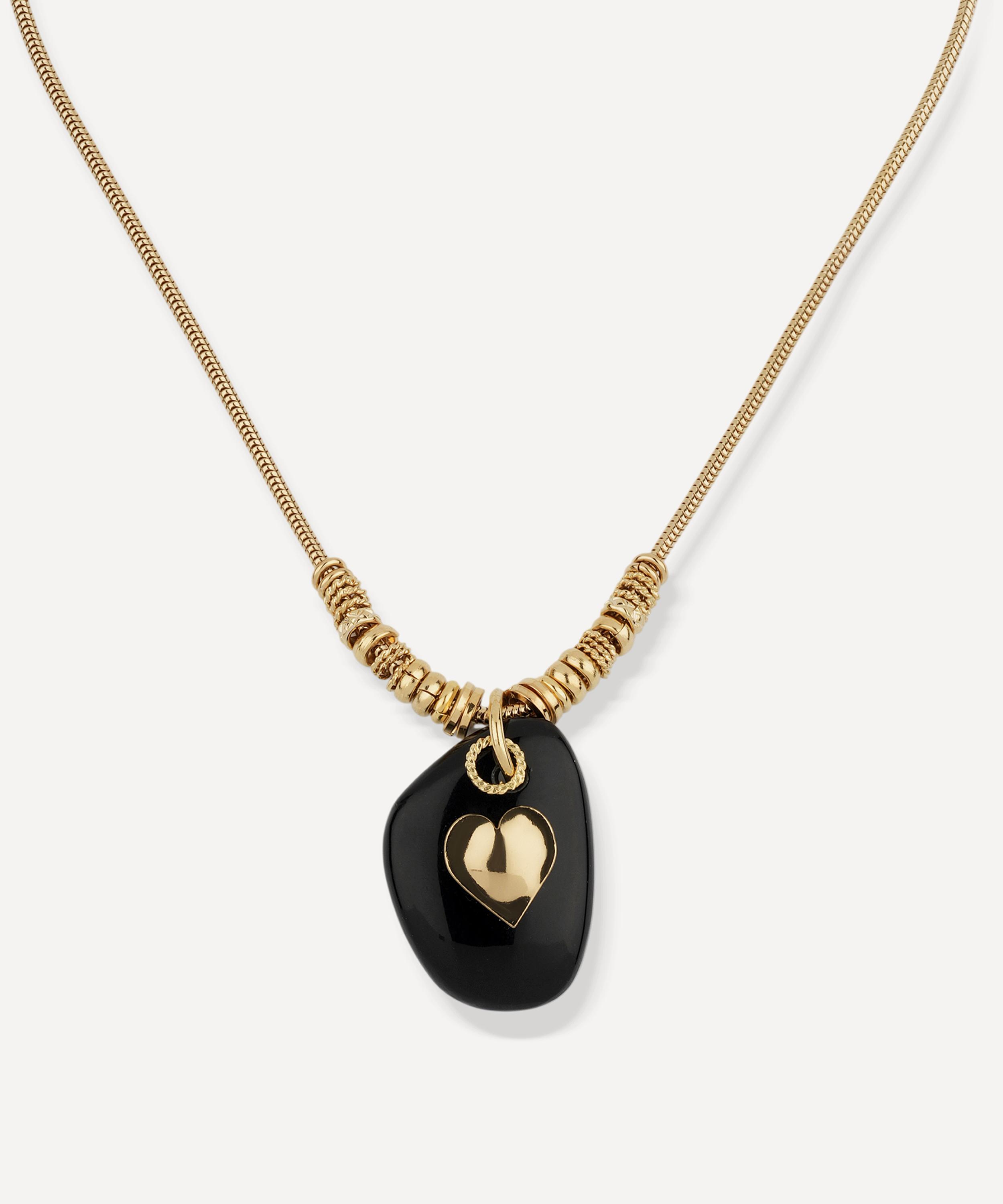 Gas Bijoux - Gold-Plated Galet Black Onyx Pendant Necklace image number 1
