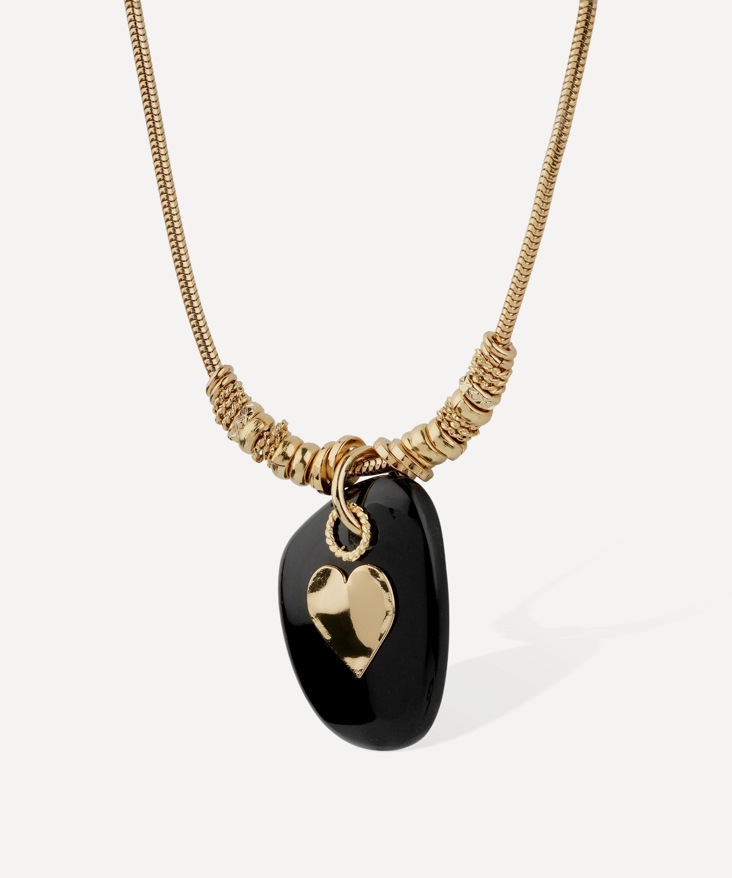 Gas Bijoux - Gold-Plated Galet Black Onyx Pendant Necklace image number 2
