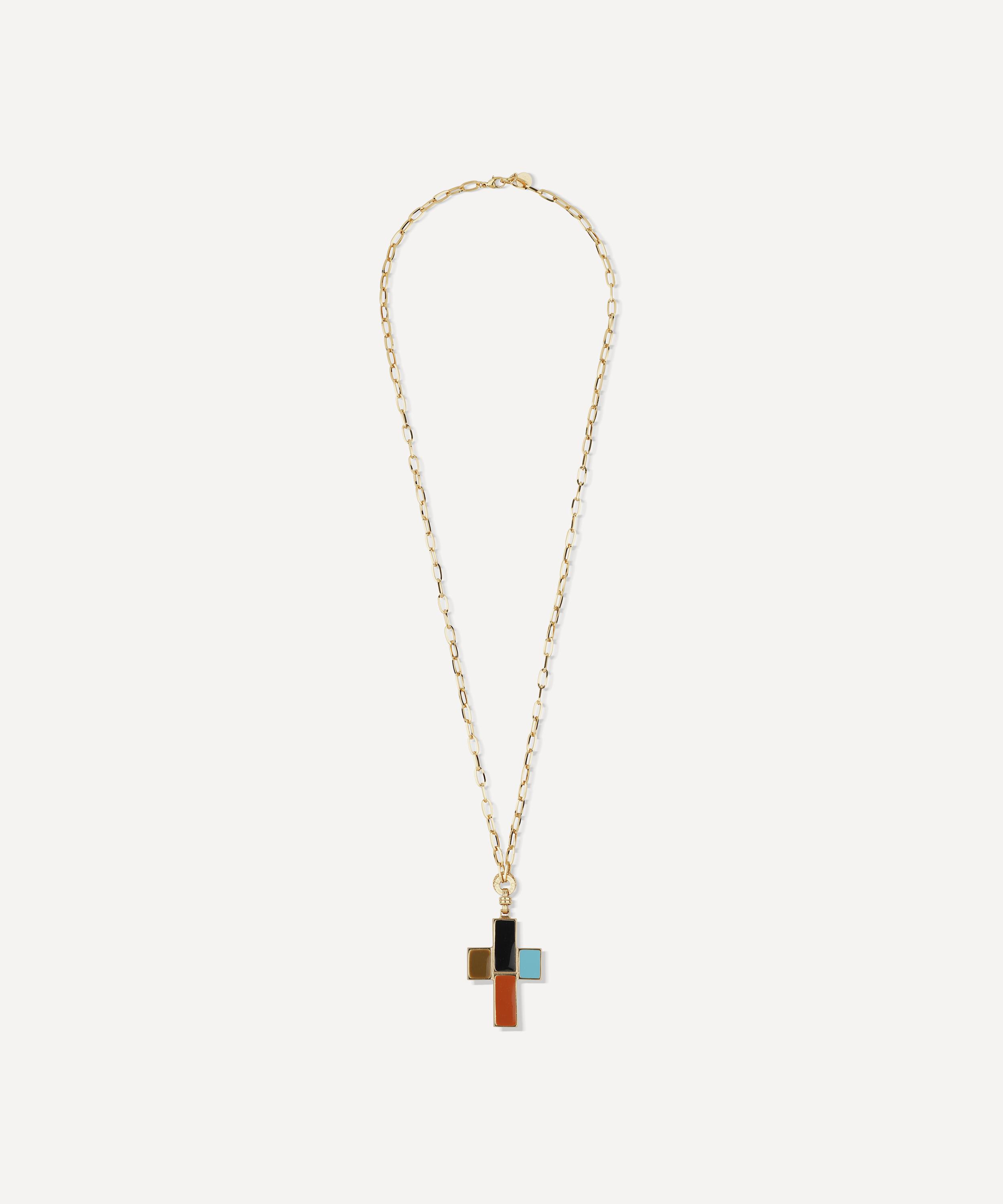 Gas Bijoux - Gold-Plated Croix Enamel Pendant Necklace image number 0
