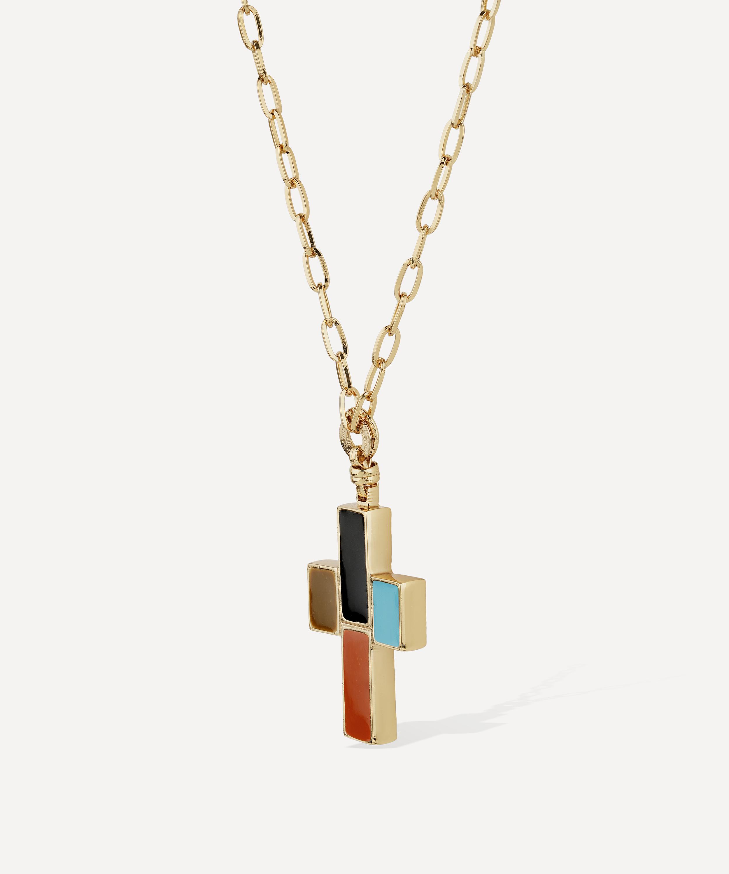 Gas Bijoux - Gold-Plated Croix Enamel Pendant Necklace image number 1