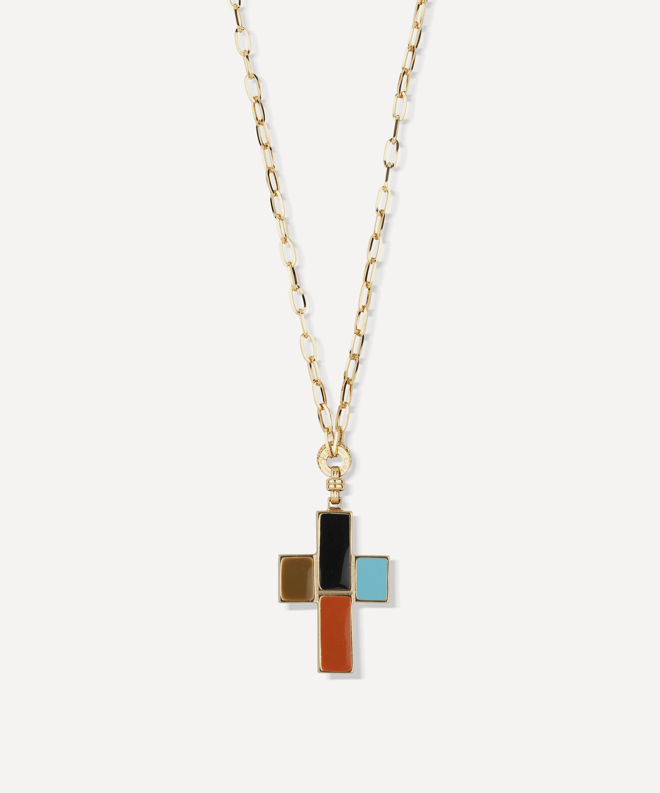 Gas Bijoux - Gold-Plated Croix Enamel Pendant Necklace image number 2