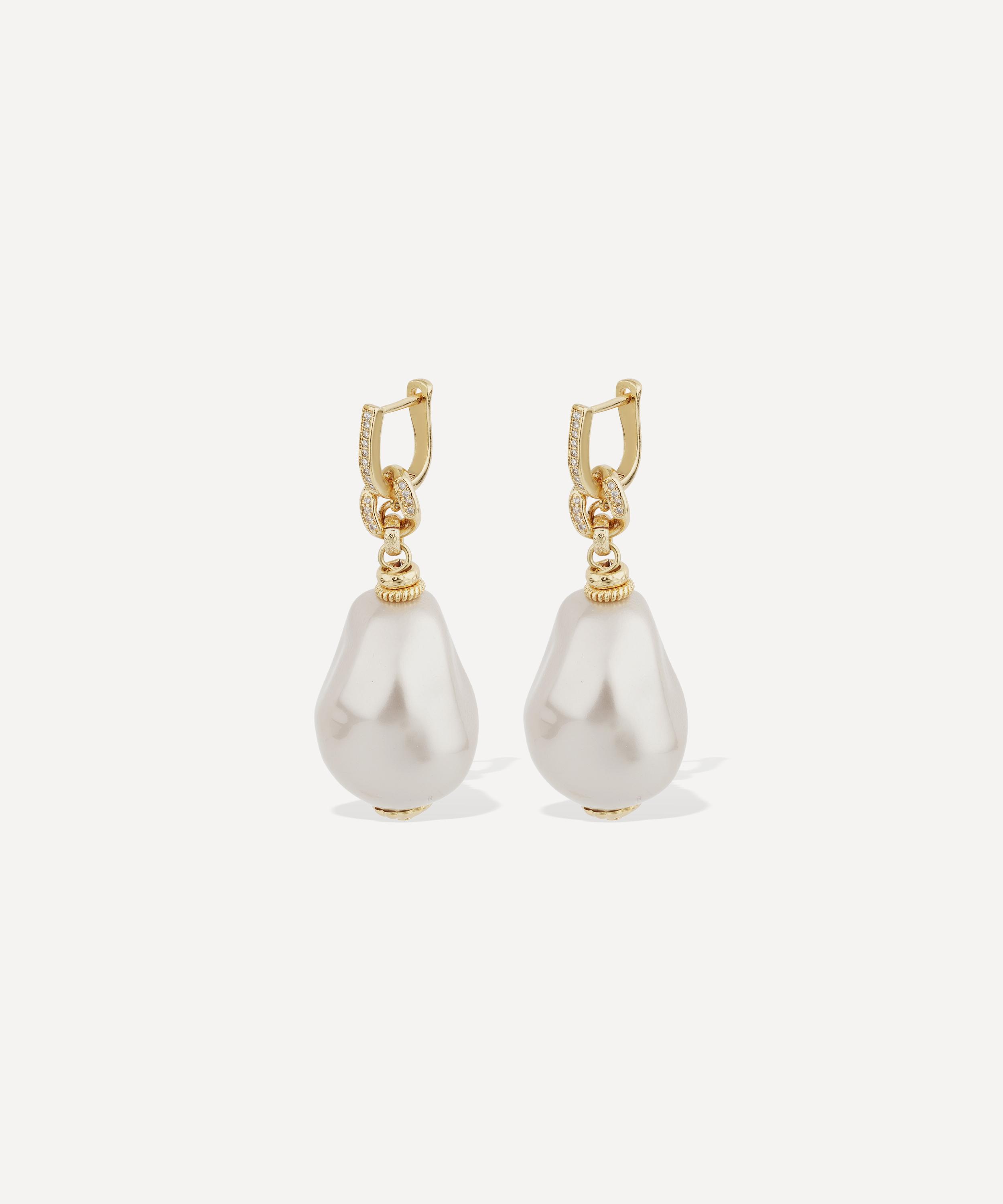 Gas Bijoux - Gold-Plated Small Hina Biwa Drop Earrings image number 0