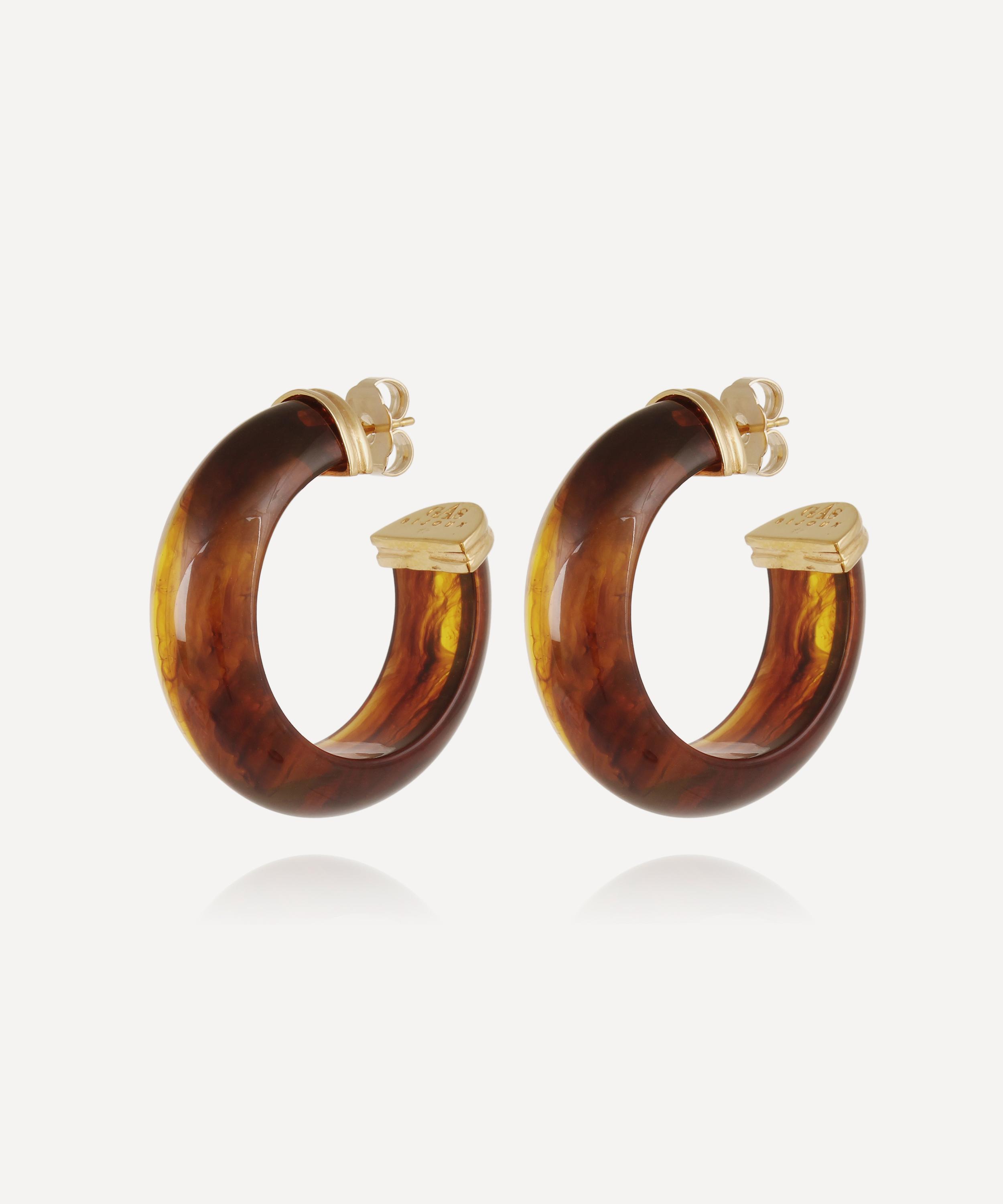 Gas Bijoux - Gold-Plated Abalone Tortoise Acetate Hoop Earrings image number 0