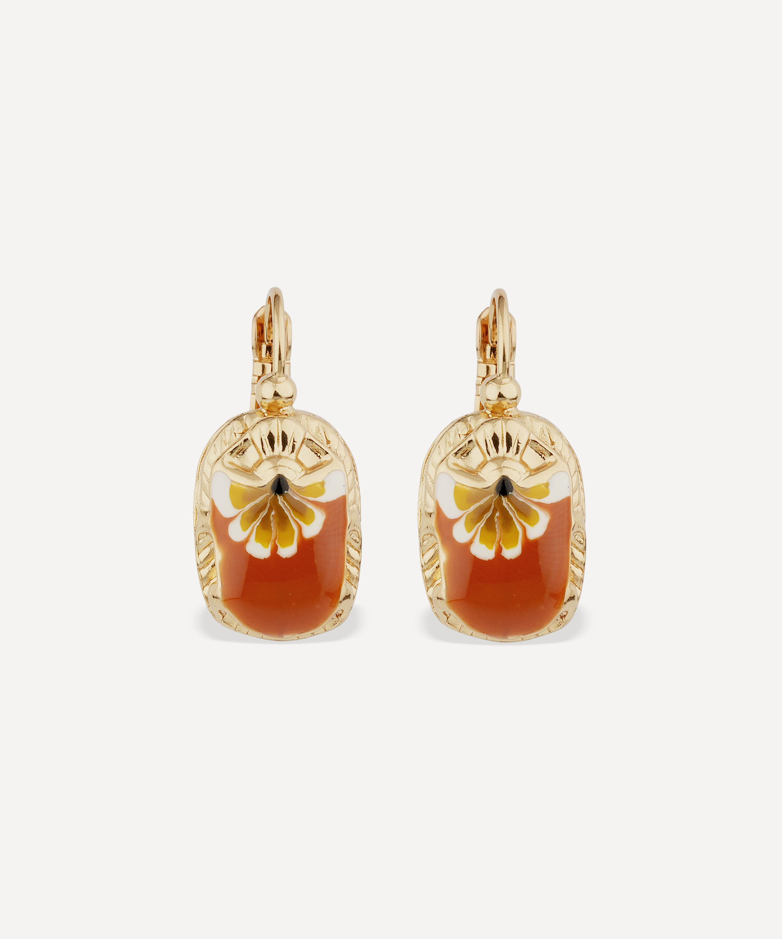 Gas Bijoux - Gold-Plated Scaramouche Enamel Drop Earrings image number 0