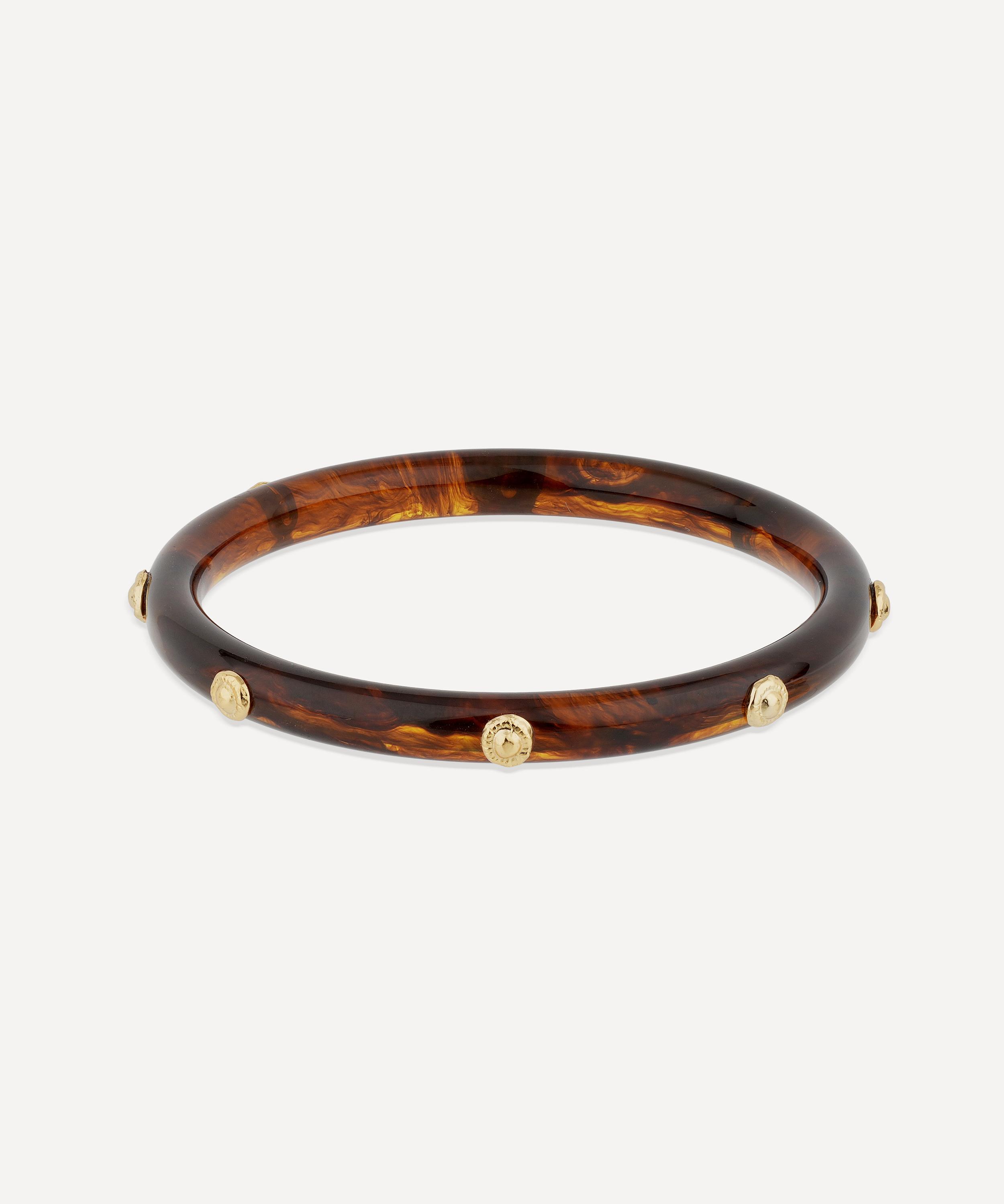 Gas Bijoux - Gold-Plated Caftan Tortoise Acetate Bangle Bracelet image number 0