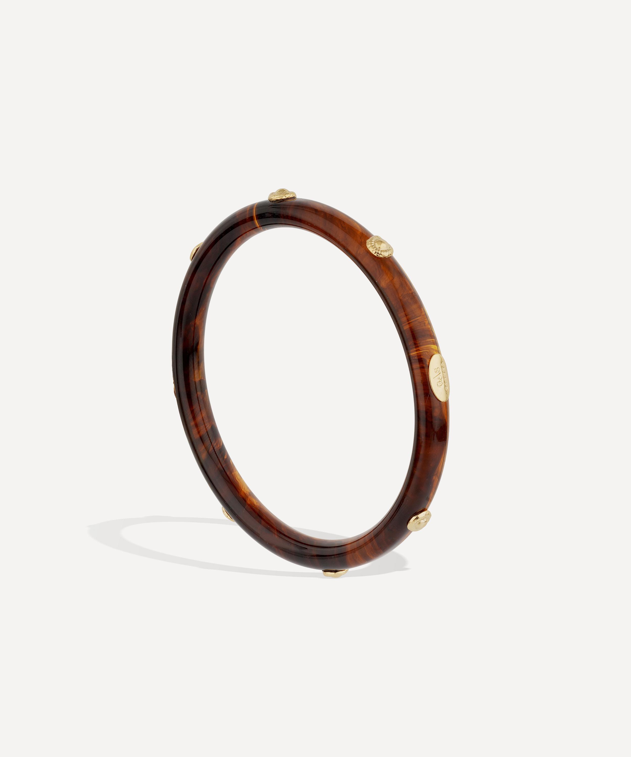 Gas Bijoux - Gold-Plated Caftan Tortoise Acetate Bangle Bracelet image number 2