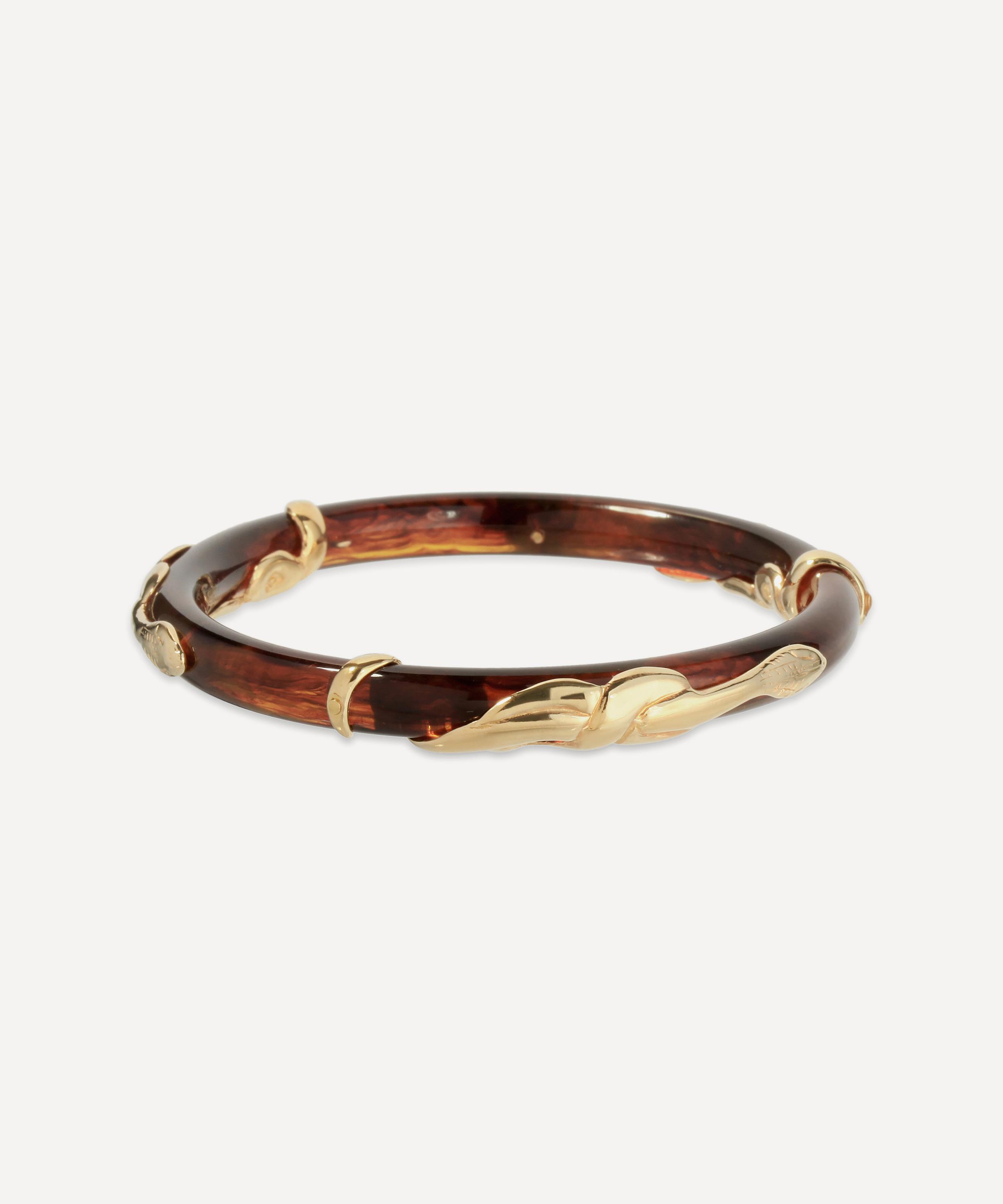 Gas Bijoux - Gold-Plated Cobra Tortoise Acetate Bangle Bracelet image number 0