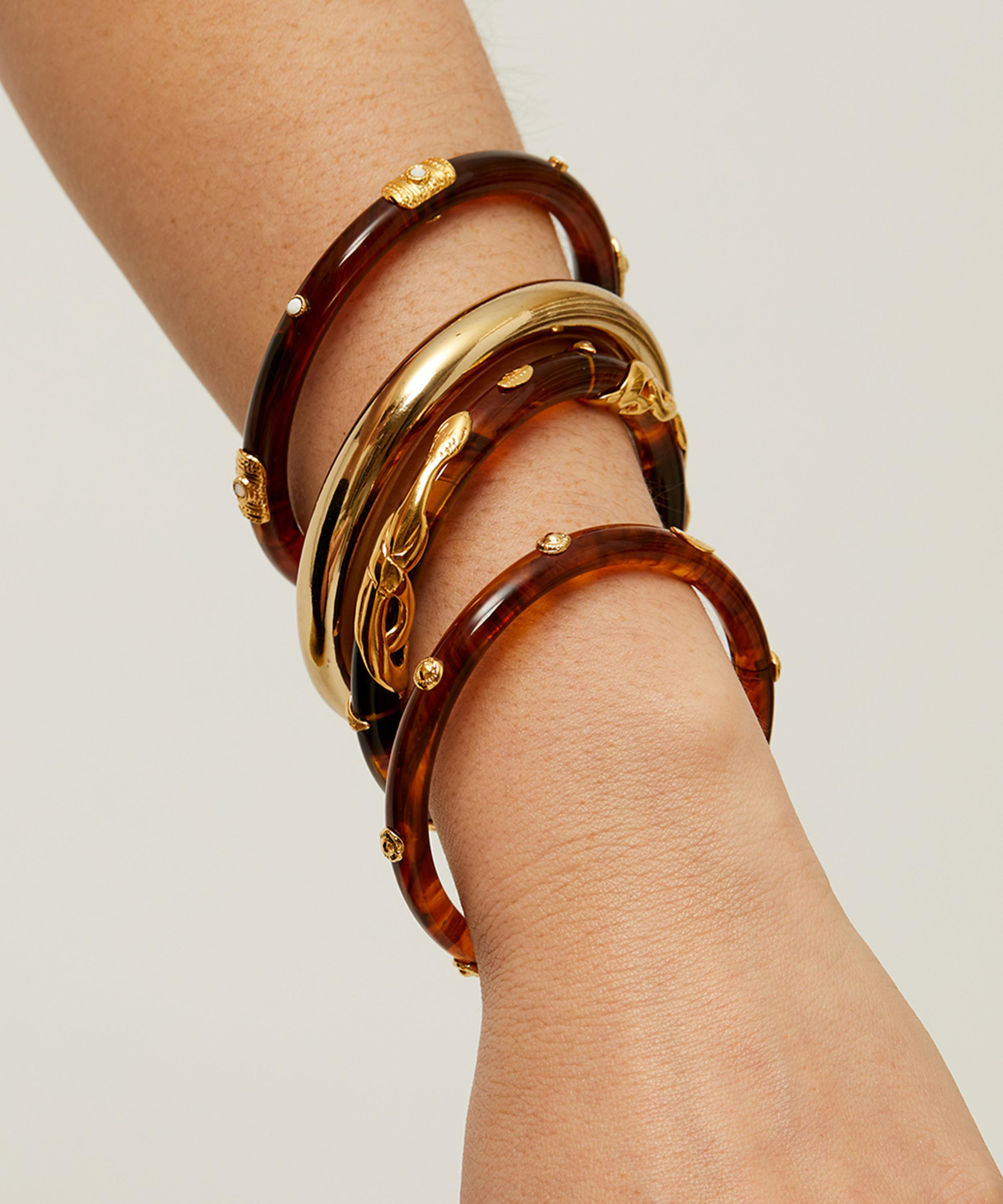 Gas Bijoux - Gold-Plated Cobra Tortoise Acetate Bangle Bracelet image number 1