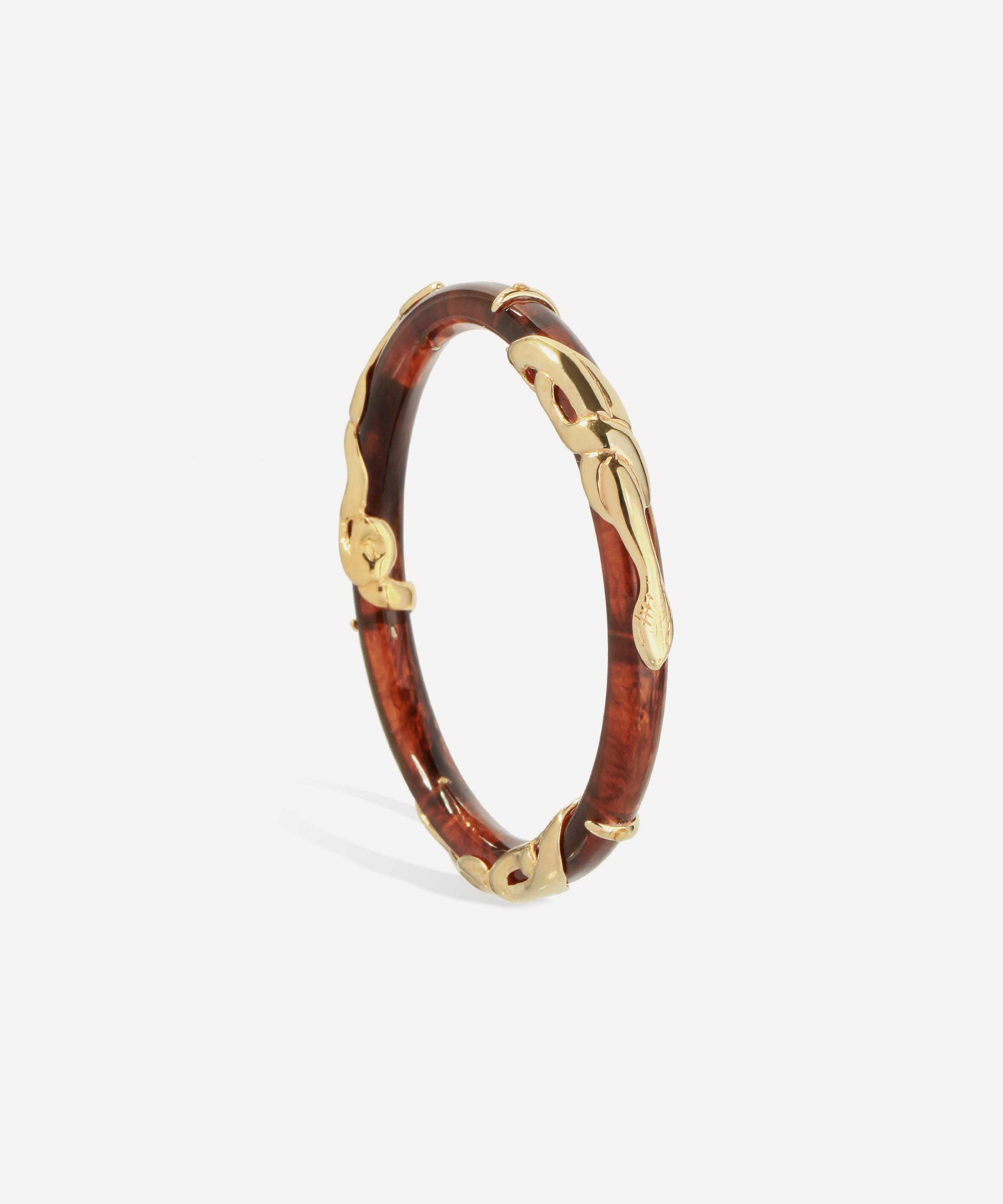 Gas Bijoux - Gold-Plated Cobra Tortoise Acetate Bangle Bracelet image number 2