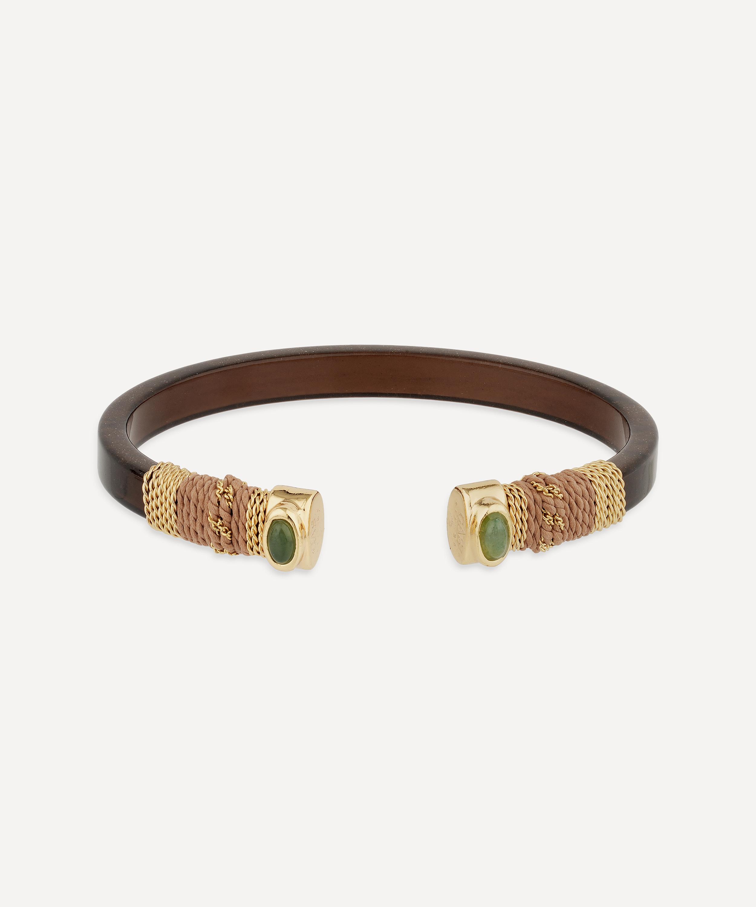 Gas Bijoux - Gold-Plated Sarina Brown Acetate Bangle Bracelet image number 0