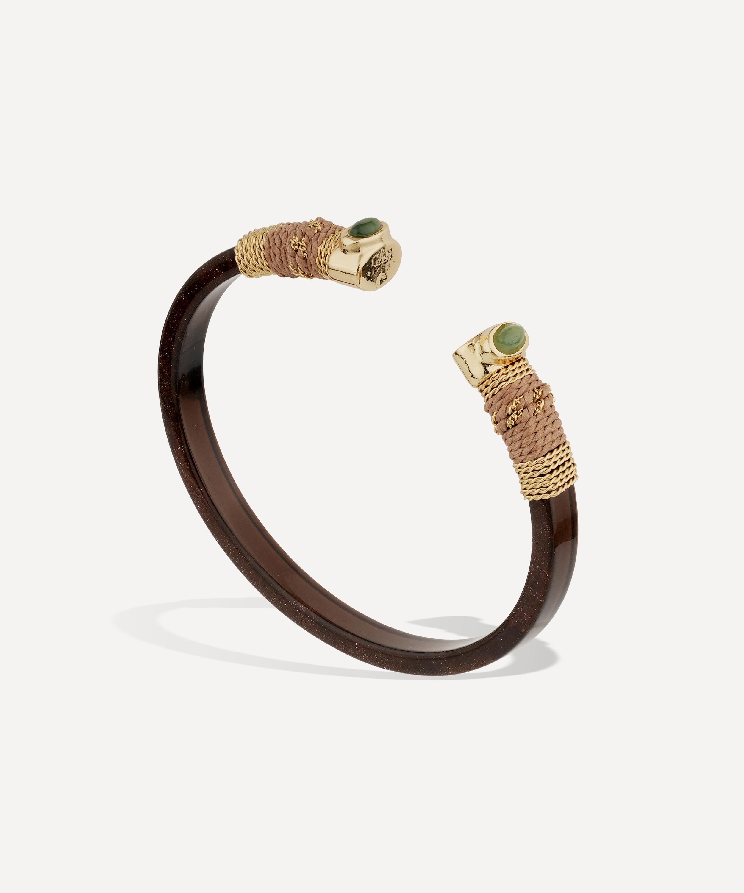 Gas Bijoux - Gold-Plated Sarina Brown Acetate Bangle Bracelet image number 1