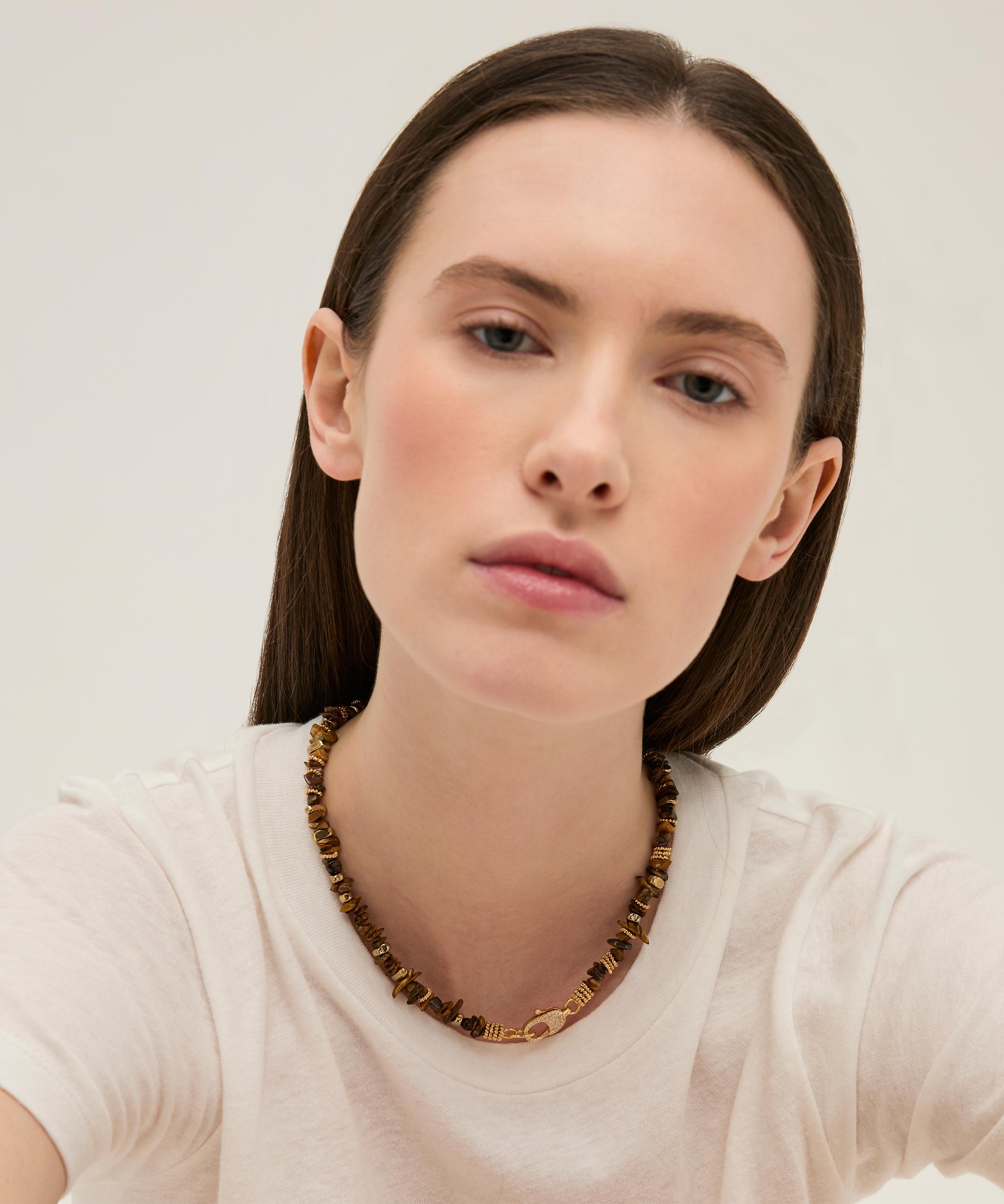 Gas Bijoux - Gold-Plated Mini Aloha Tiger's Eye Bead Necklace image number 1