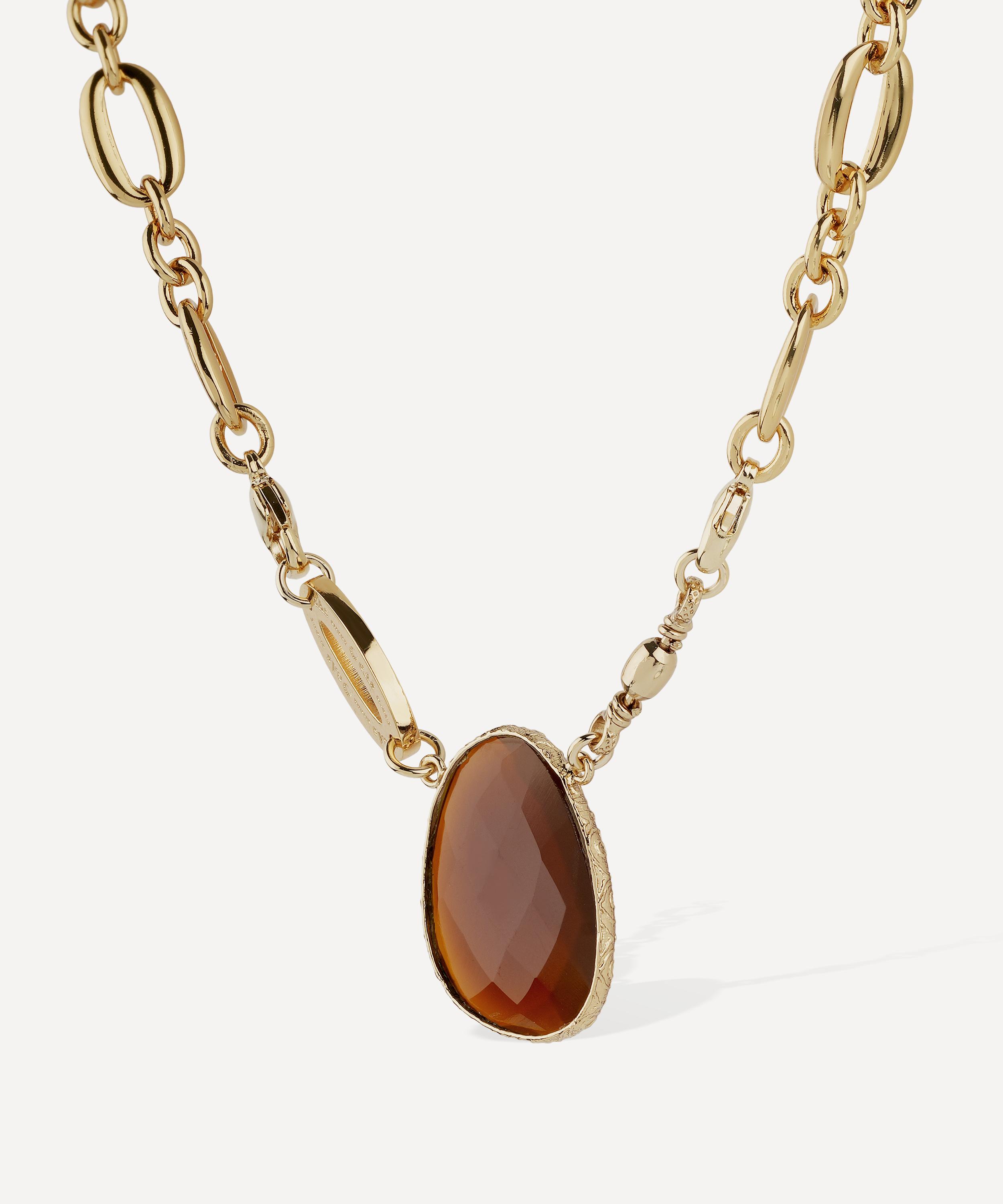 Gas Bijoux - Gold-Plated Billy Brown Stone Pendant Necklace image number 1