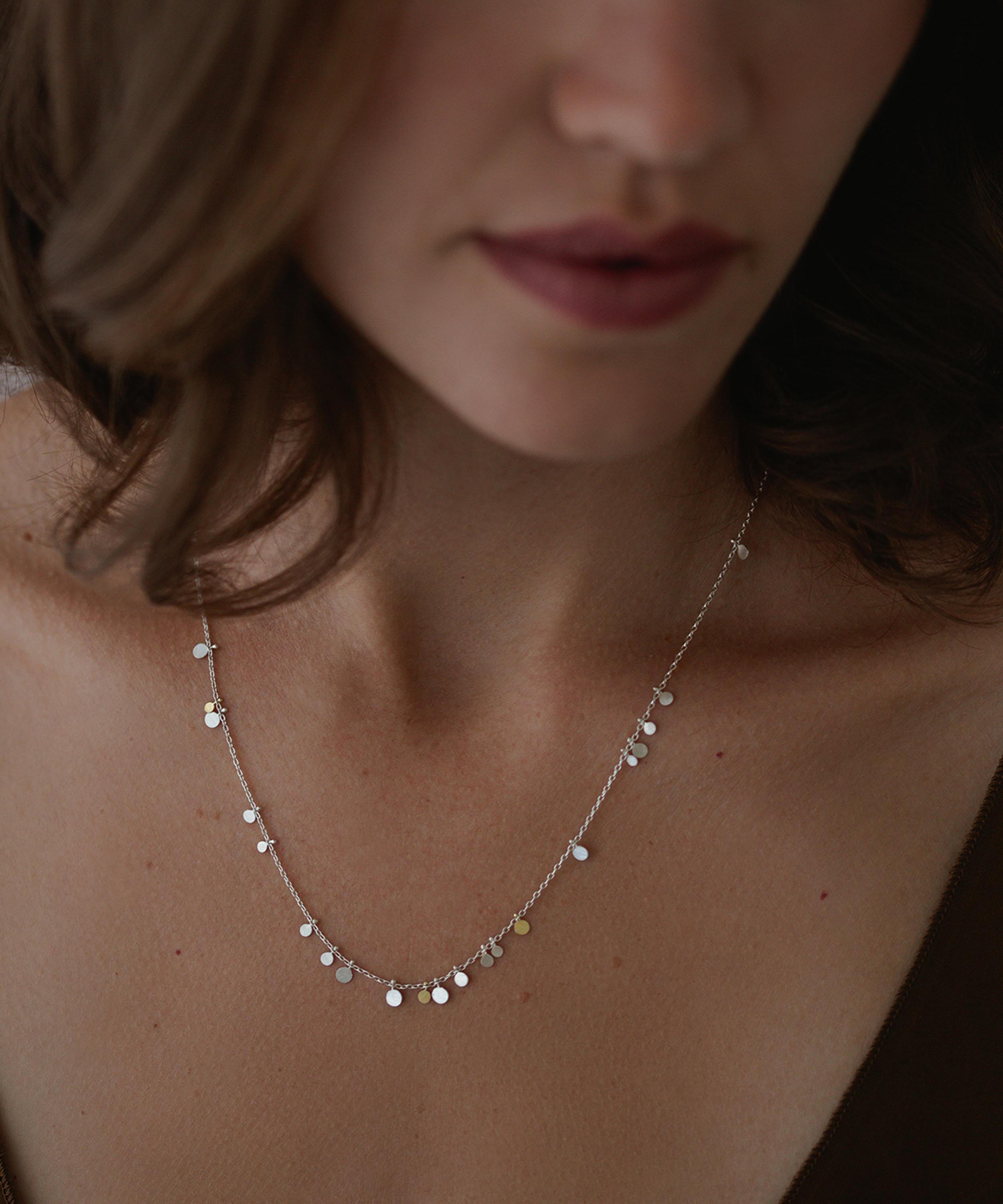 Sia Taylor - Sterling Silver and 18ct Gold Simple Random Dots Necklace image number 1