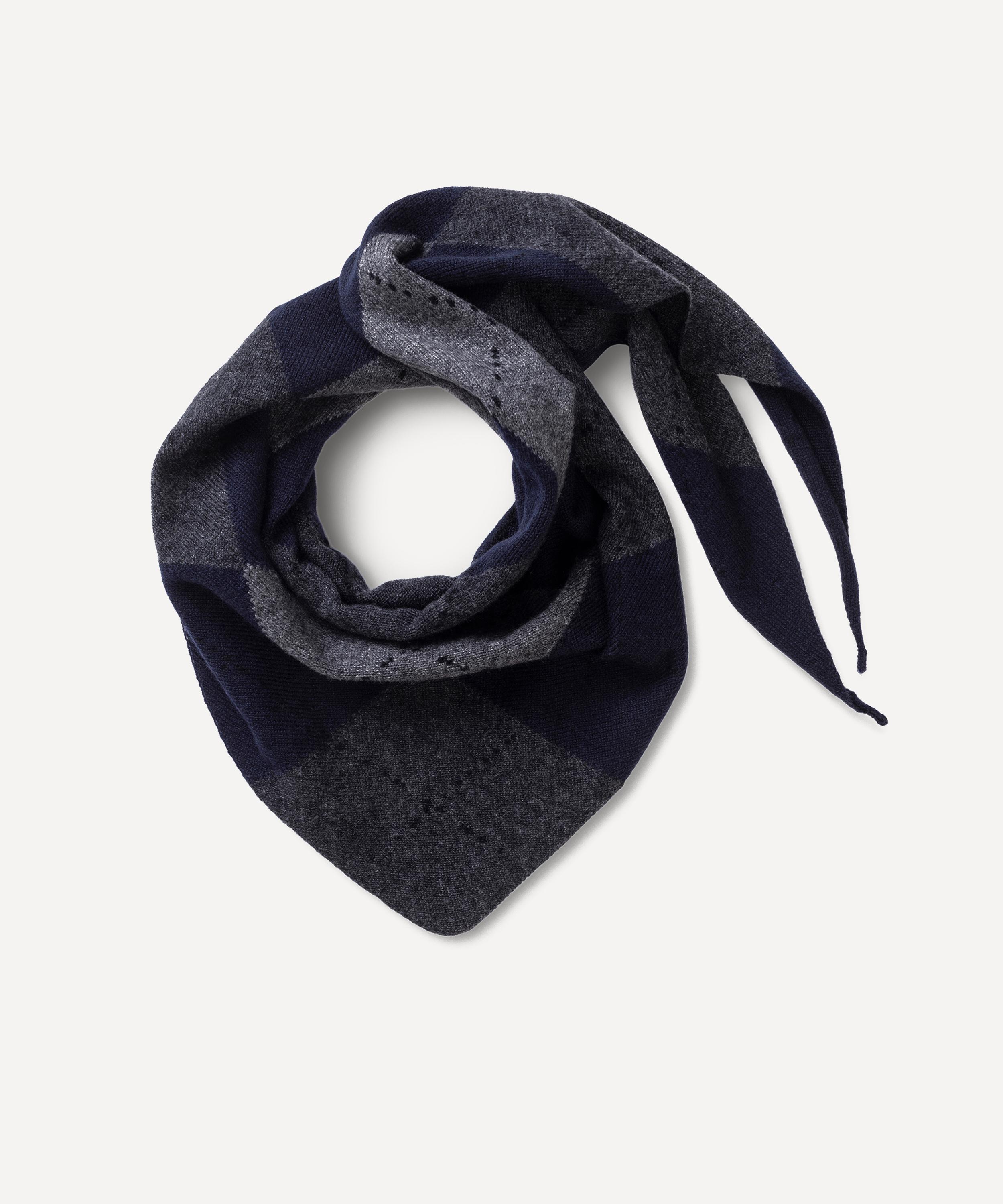 Johnstons of Elgin - Clan Dark Navy Argyle Cashmere Bandana image number 2