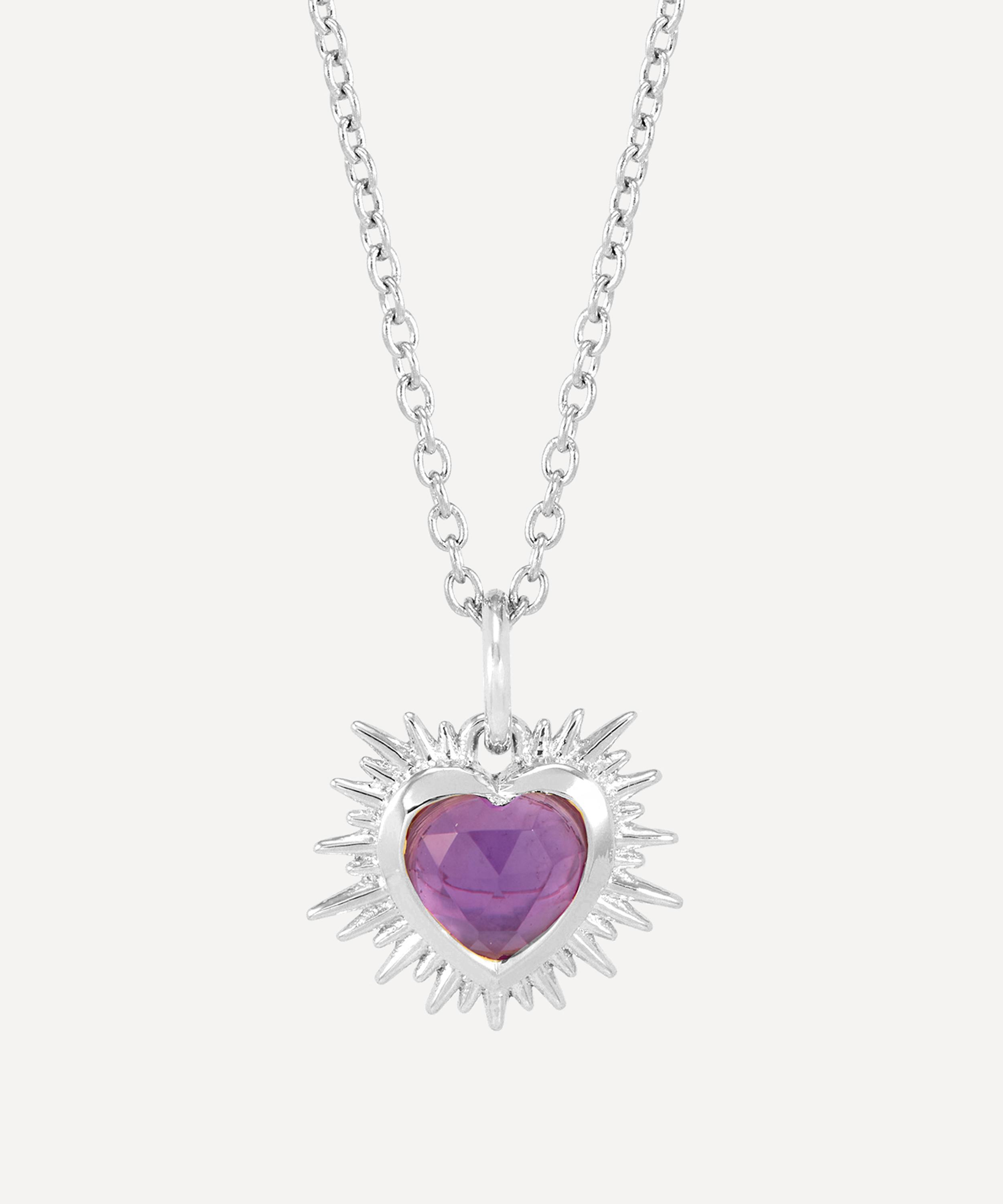Rachel Jackson - Sterling Silver Electric Love February Birthstone Heart Necklace image number 0
