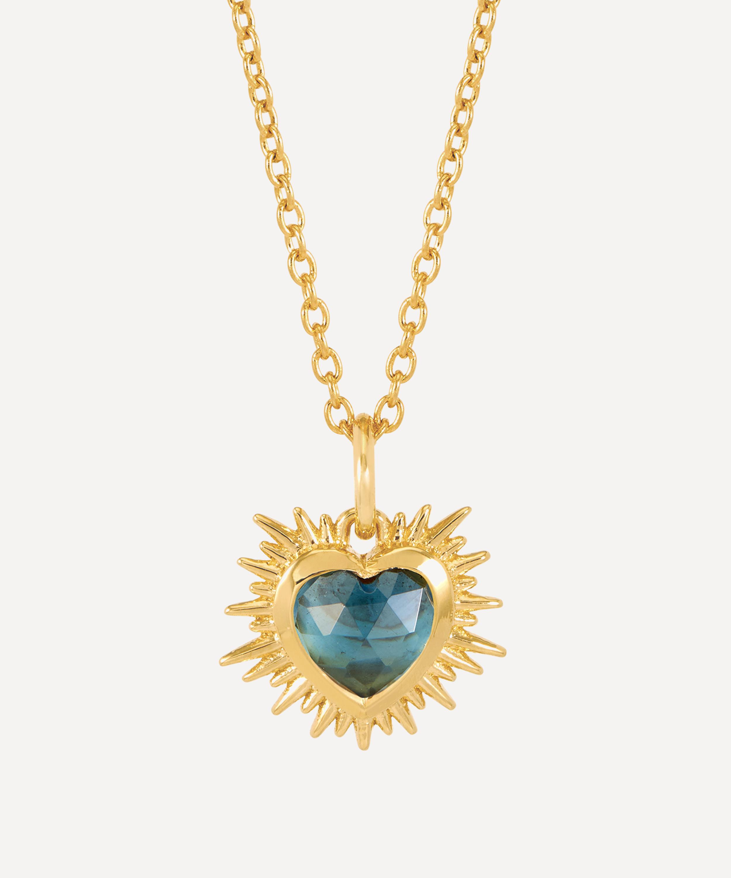 Rachel Jackson - 22ct Gold-Plated Electric Love December Birthstone Heart Necklace image number 0