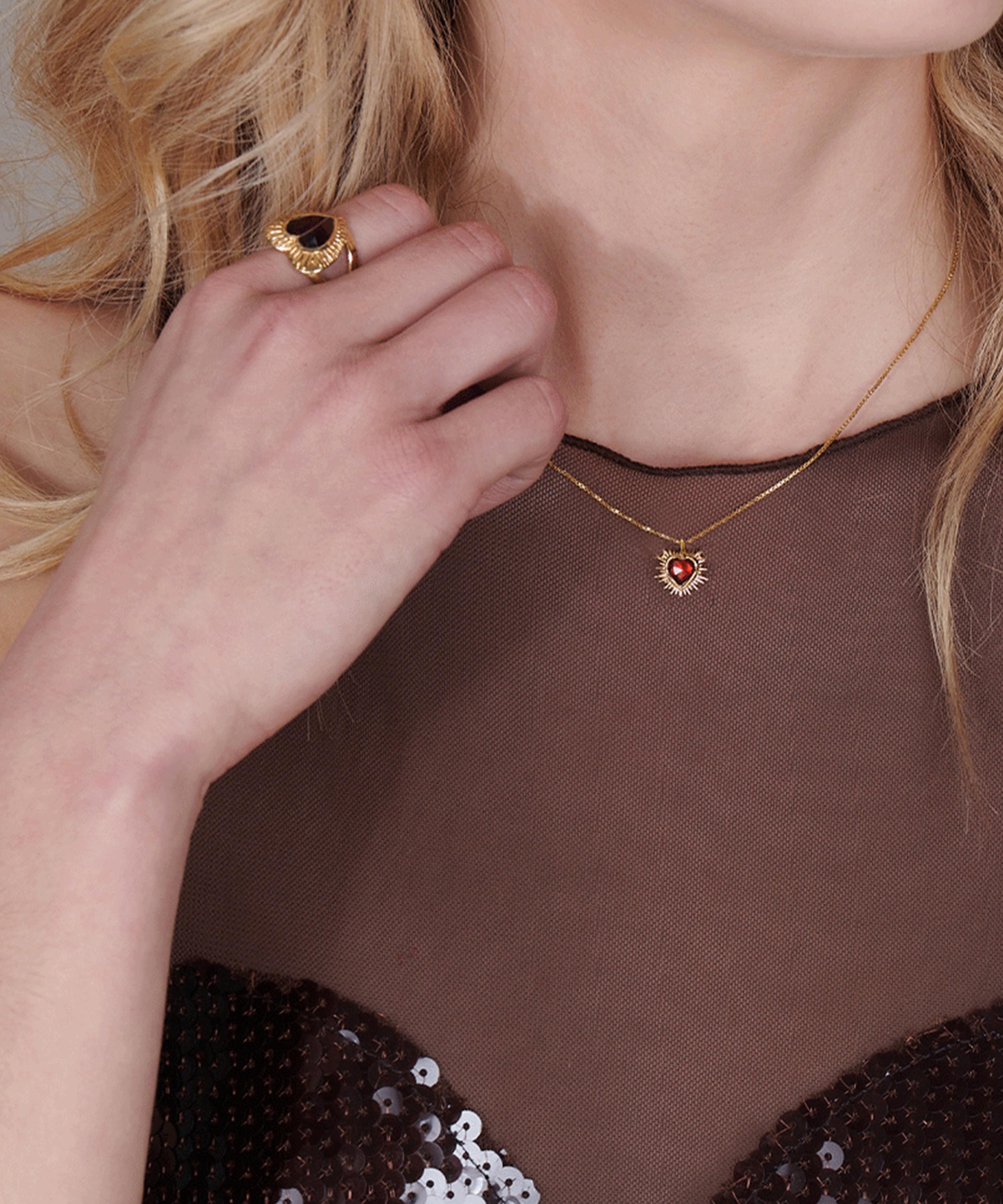 Rachel Jackson - 22ct Gold-Plated Electric Love January Birthstone Heart Necklace image number 1