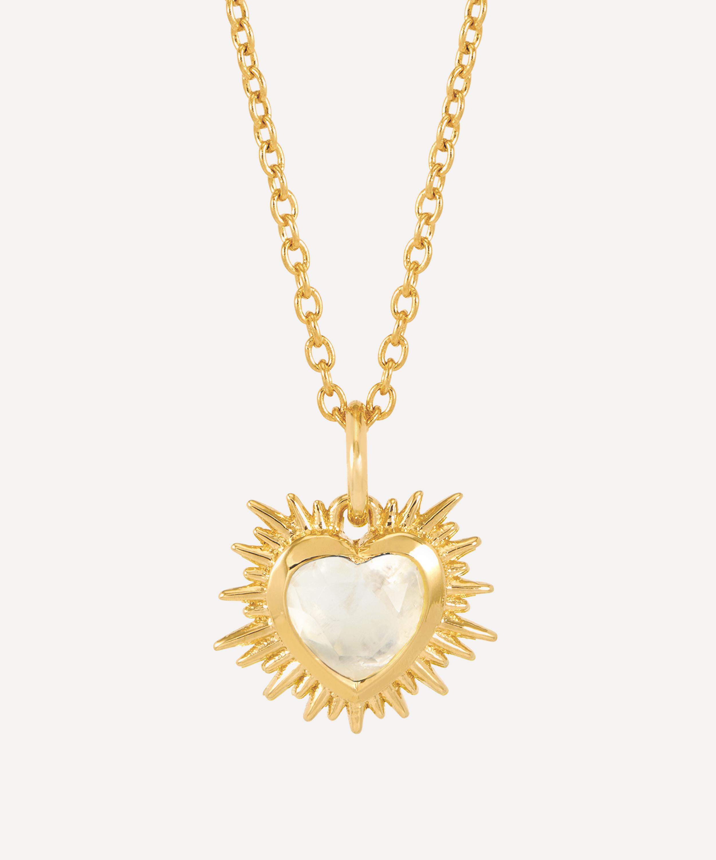 Rachel Jackson - 22ct Gold-Plated Electric Love April Birthstone Heart Necklace image number 0