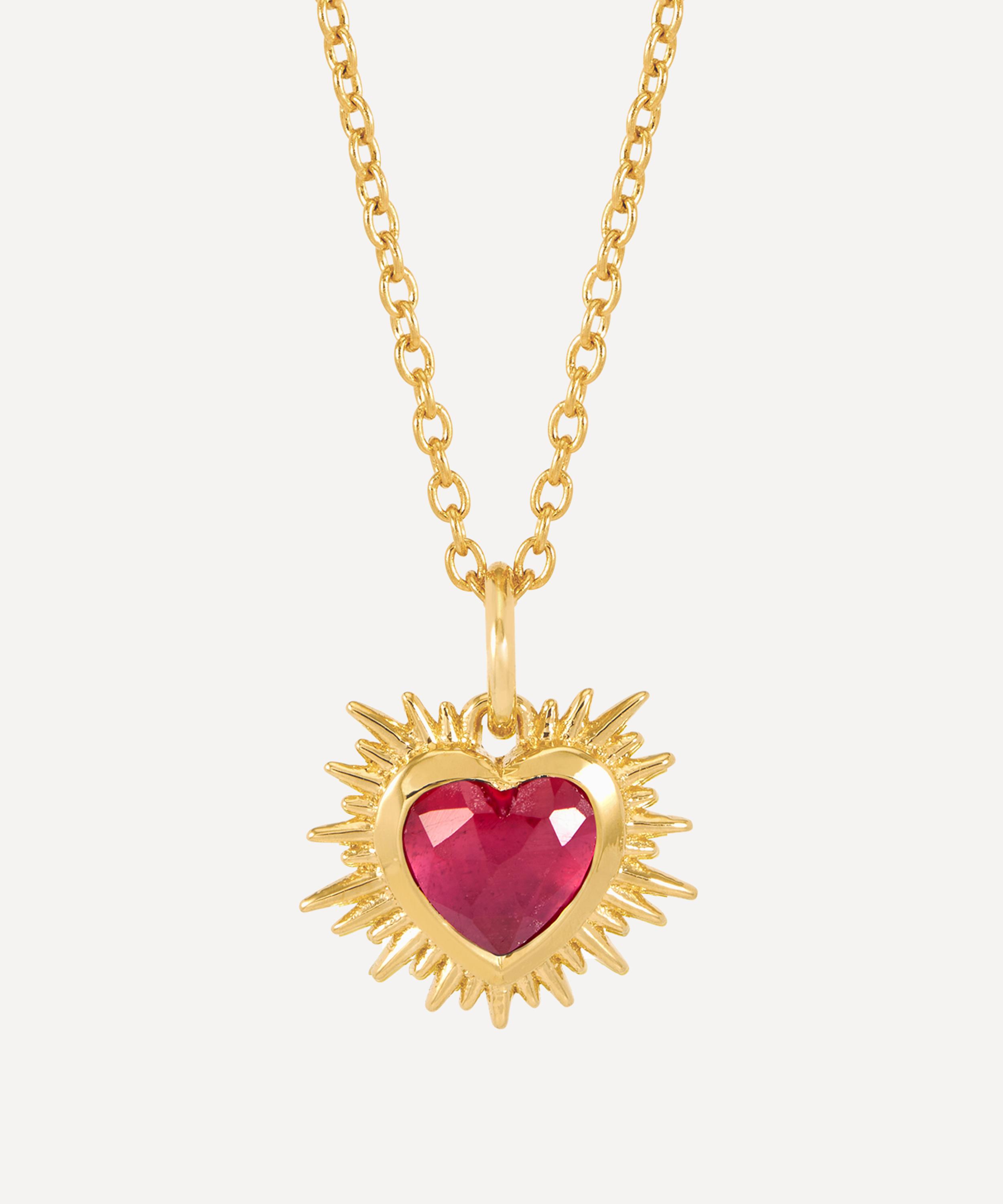 Rachel Jackson - 22ct Gold-Plated Electric Love July Birthstone Heart Necklace image number 0