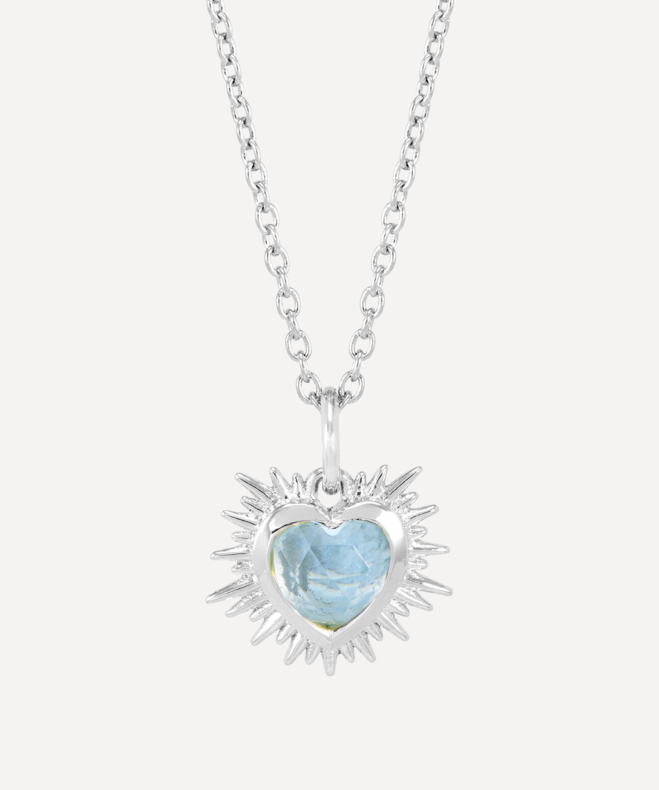 Rachel Jackson - Sterling Silver Electric Love March Birthstone Heart Necklace image number 0