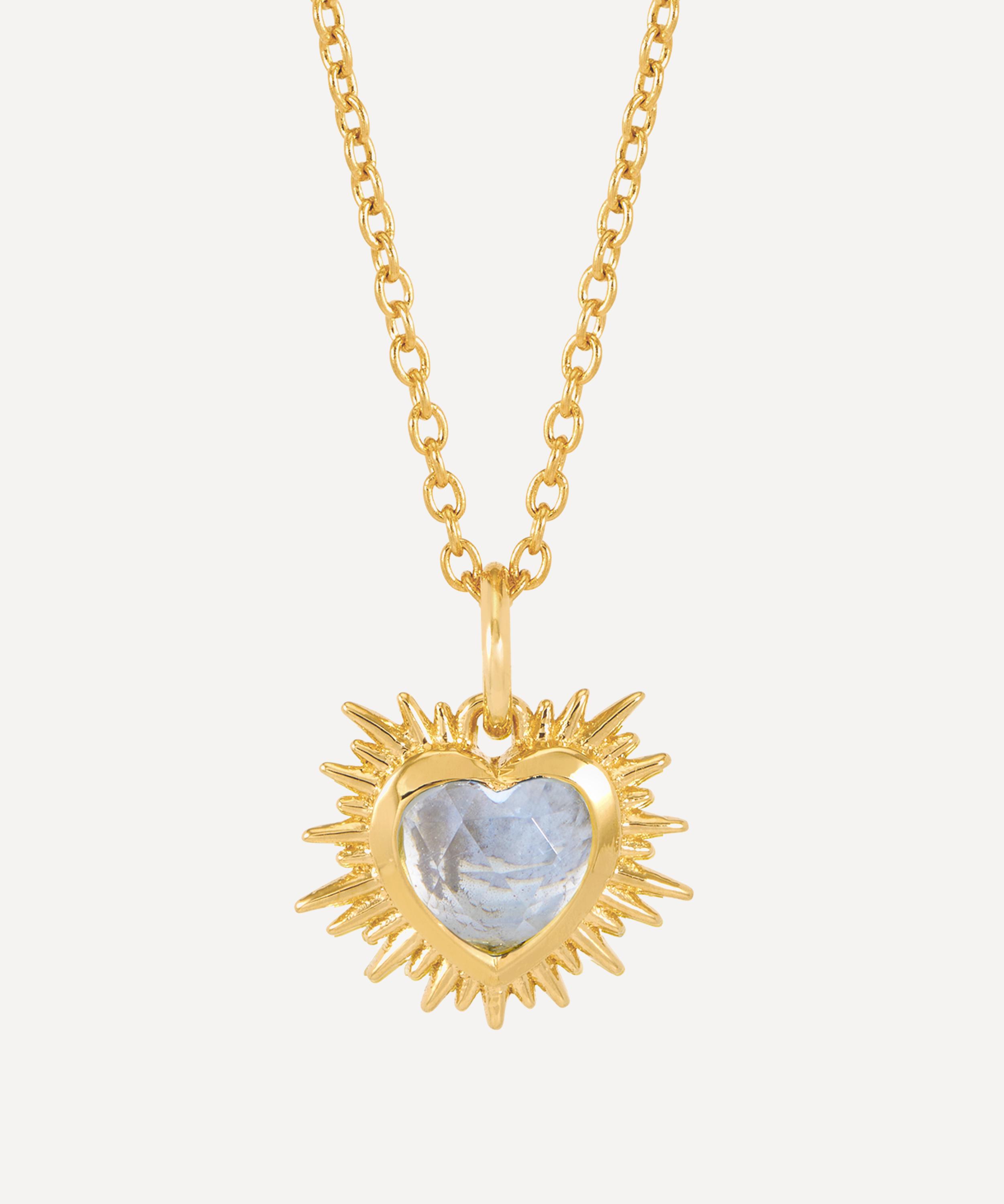 Rachel Jackson - 22ct Gold-Plated Electric Love March Birthstone Heart Necklace image number 0